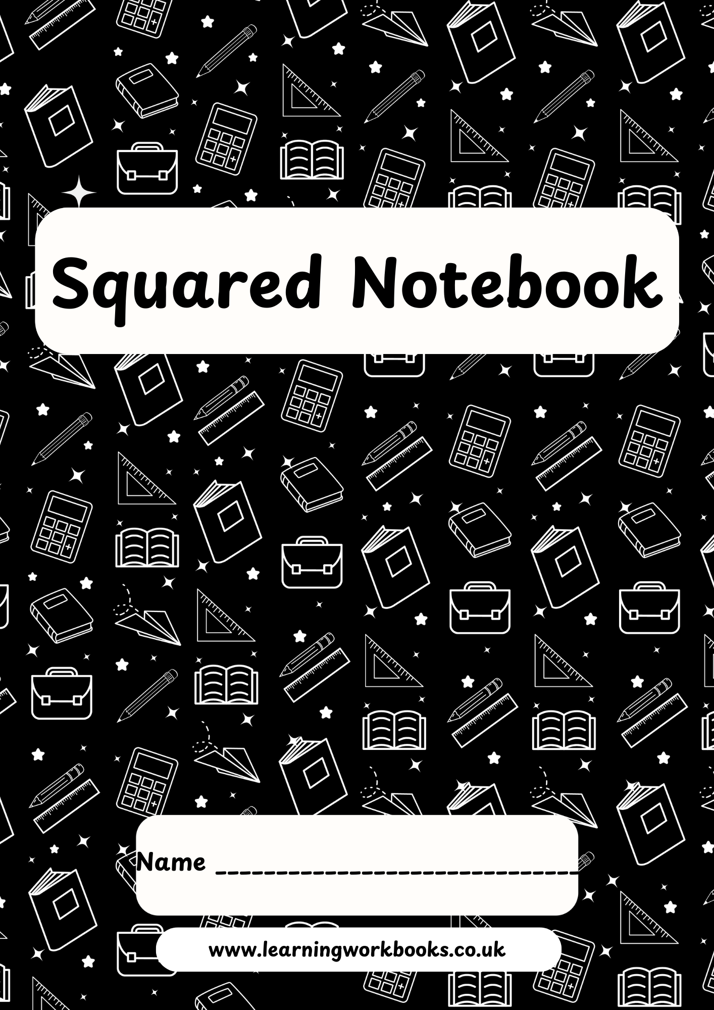 School Pattern 7mm Squared Notebook 8 (downloadable digital product)