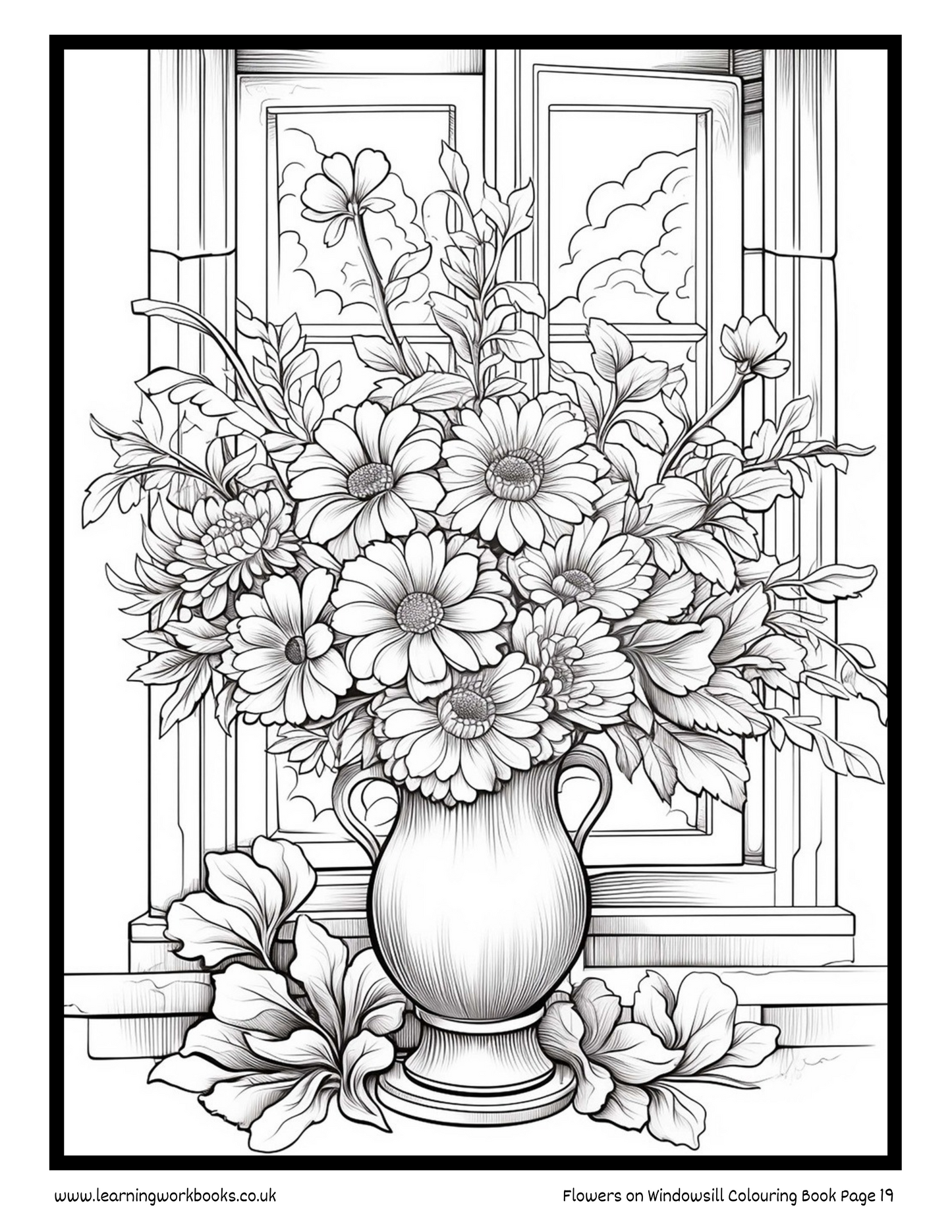 Flowers on Windowsill Colouring Book 4 (downloadable digital product)