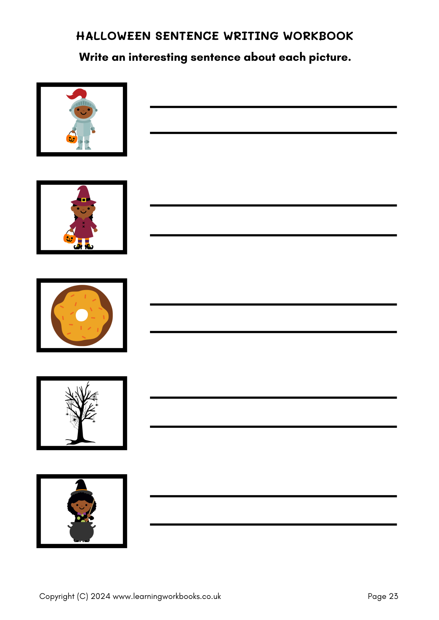Halloween Sentence Writing Workbook (downloadable digital product)