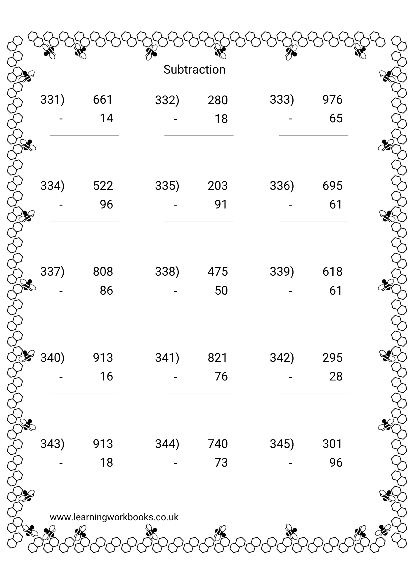Subtracting 2 Digits From 3 Digit Numbers Workbook 2 (downloadable digital product)