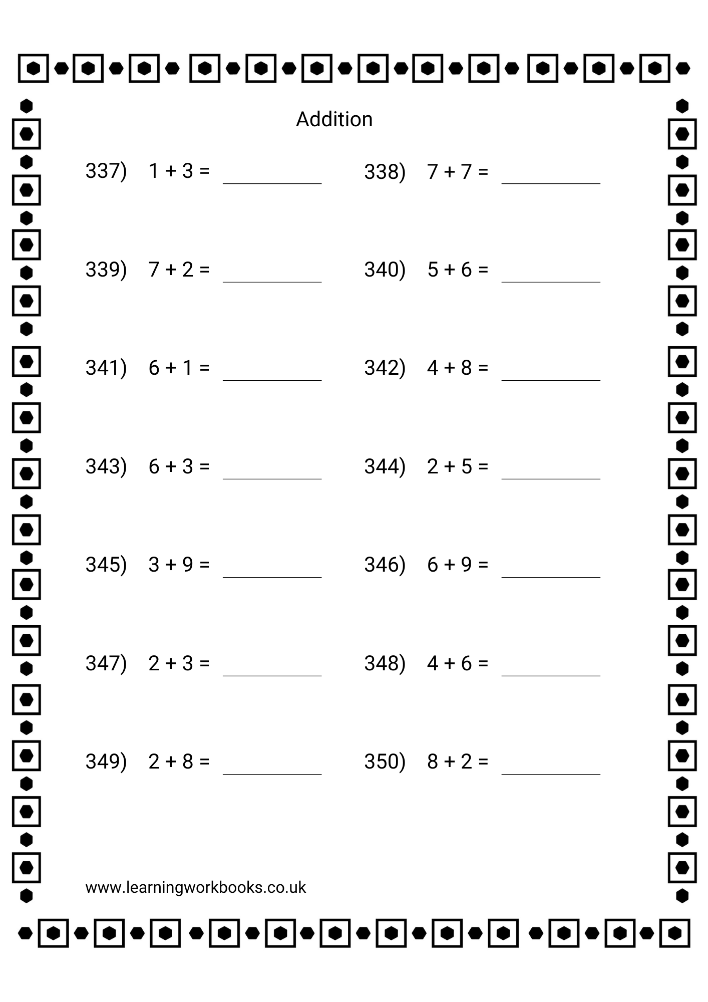 Adding Single Digits Workbook 5 (downloadable digital product)
