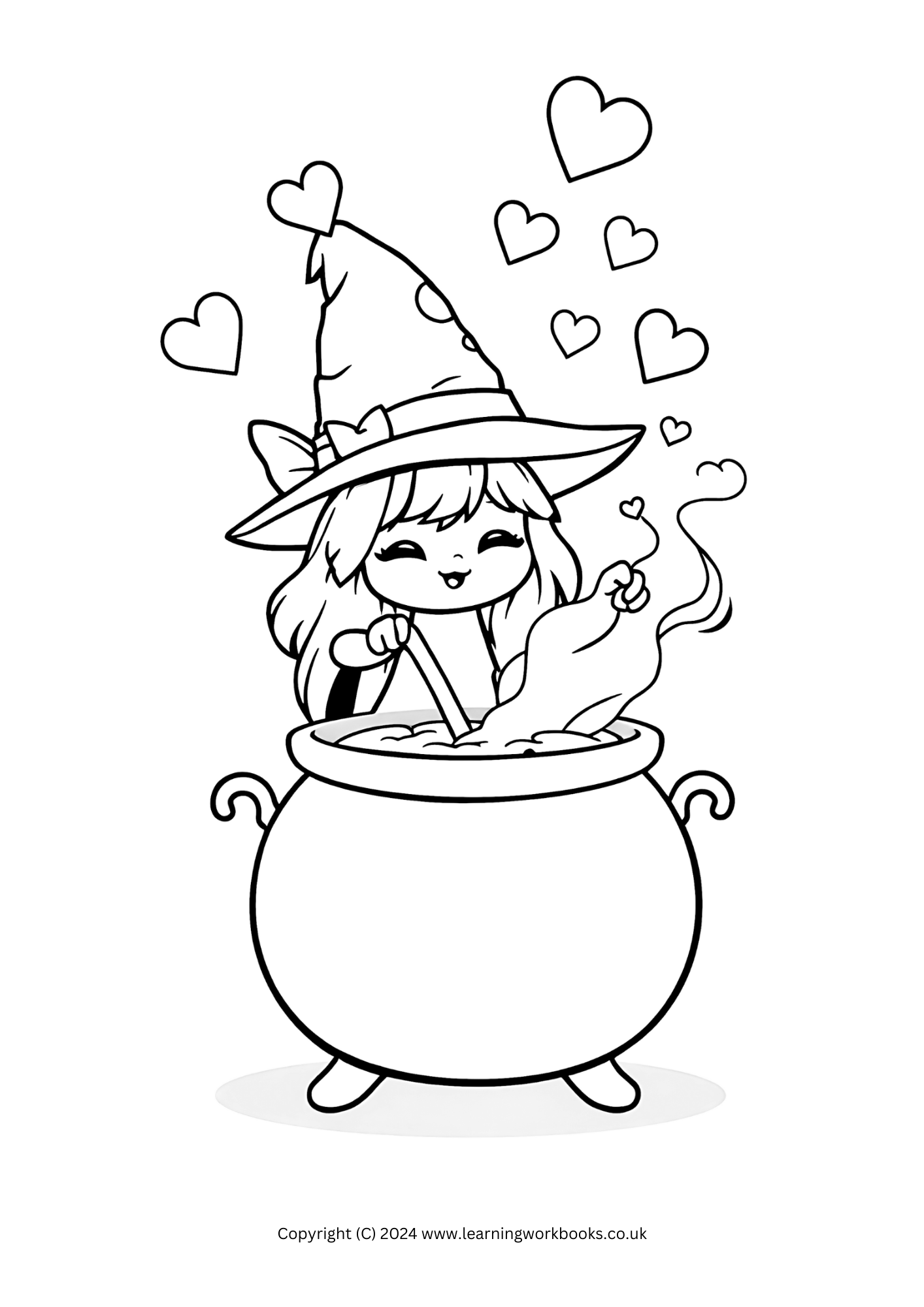 Kawaii Witches Halloween Colouring Book (downloadable digital product)