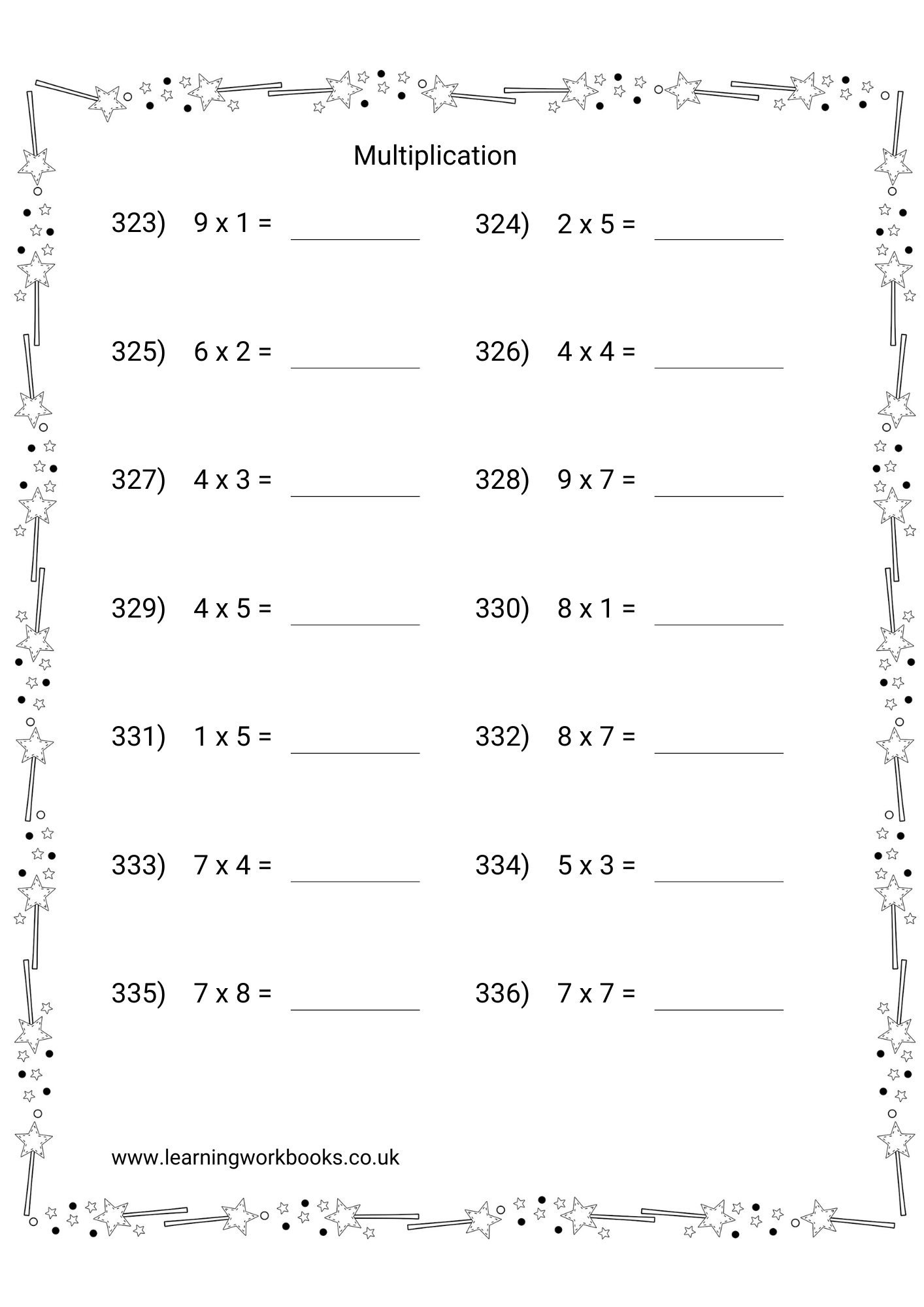 Multiplication: 2-9 Times Table Workbook 3 (downloadable digital product)