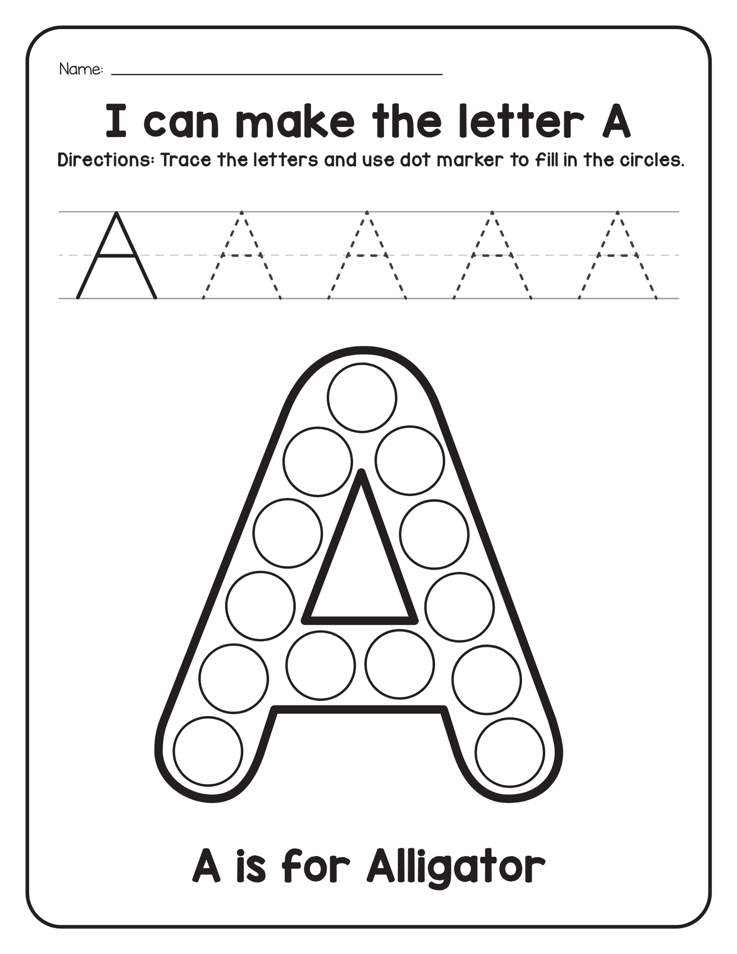 A to Z Animals Dot Marker Book (downloadable digital product)