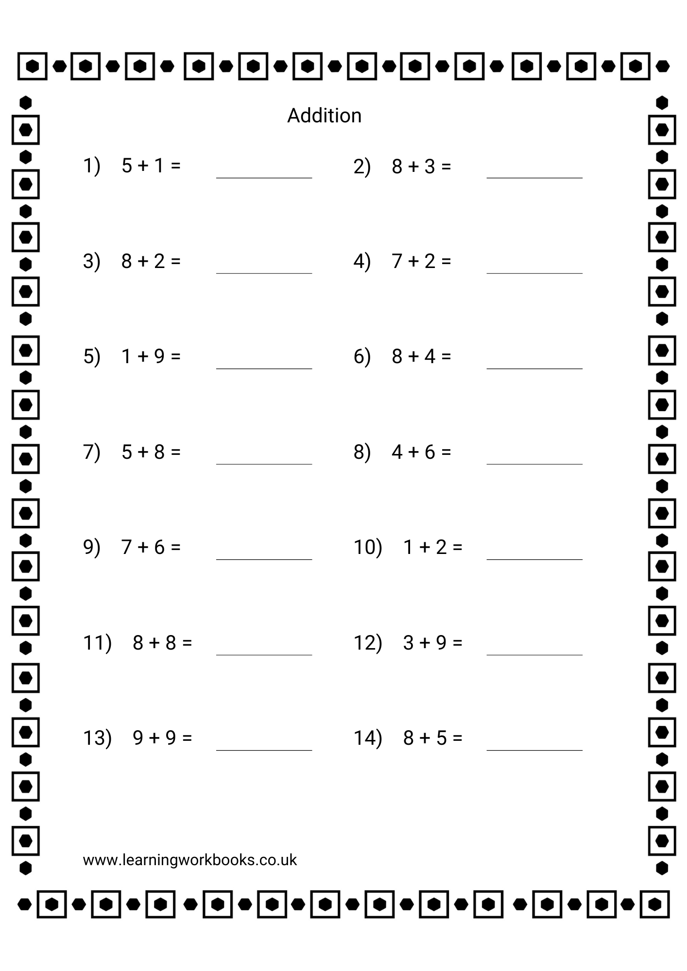 Adding Single Digits Workbook 4 (downloadable digital product)