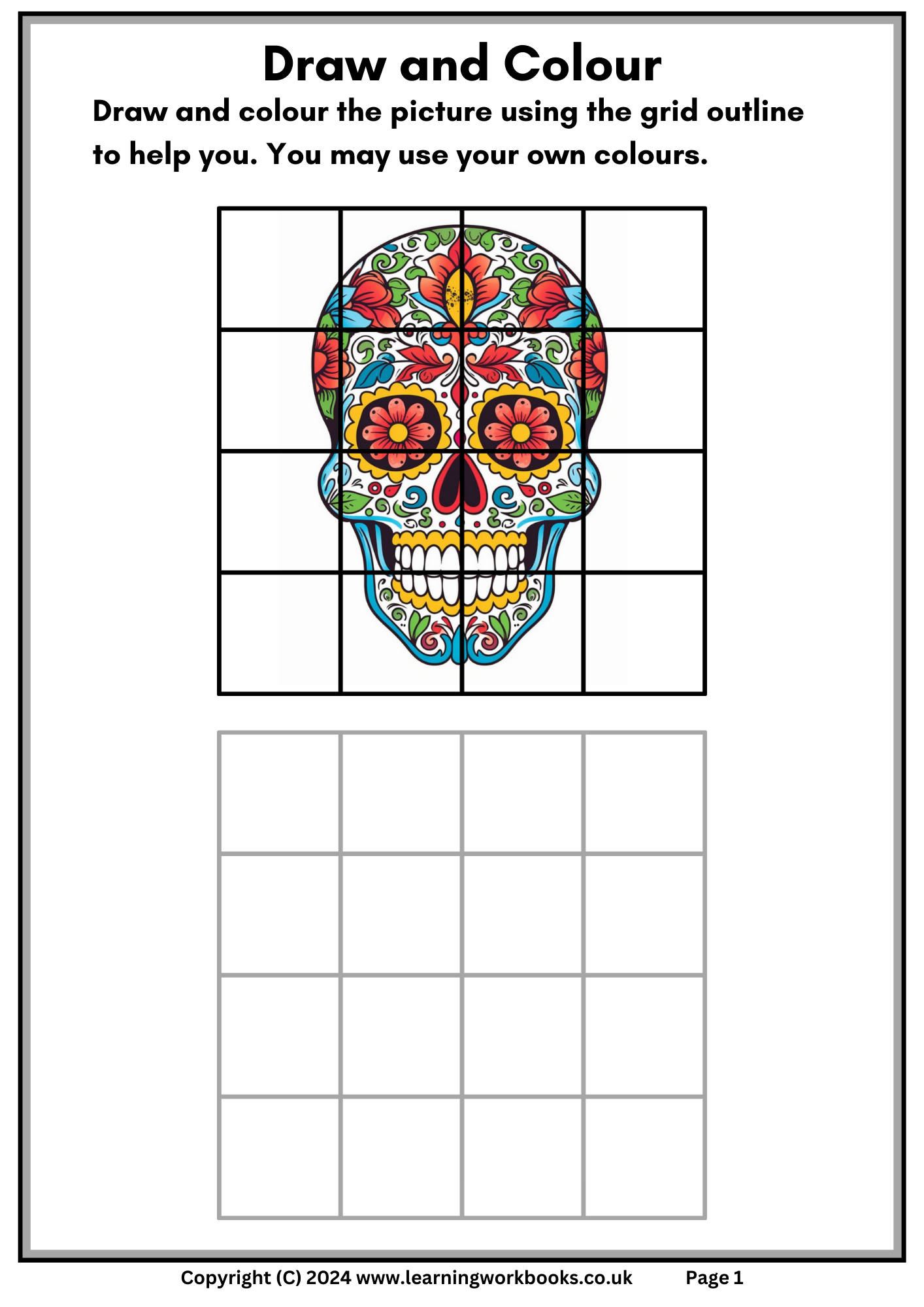 Draw and Colour Sugar Skulls (downloadable digital product)