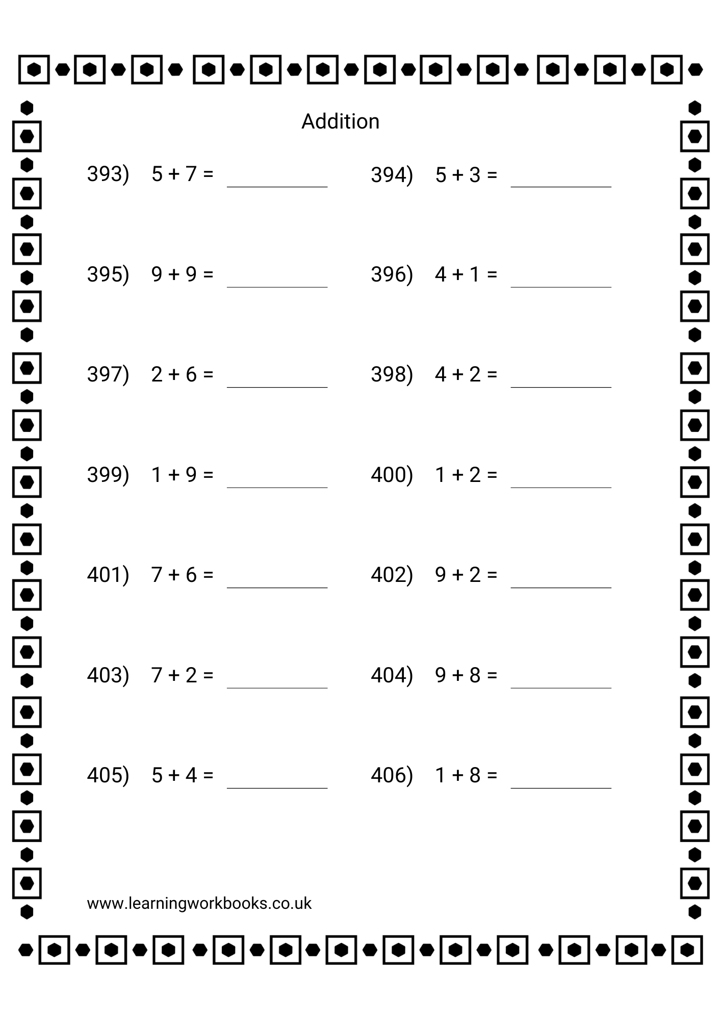 Adding Single Digits Workbook 3 (downloadable digital product)