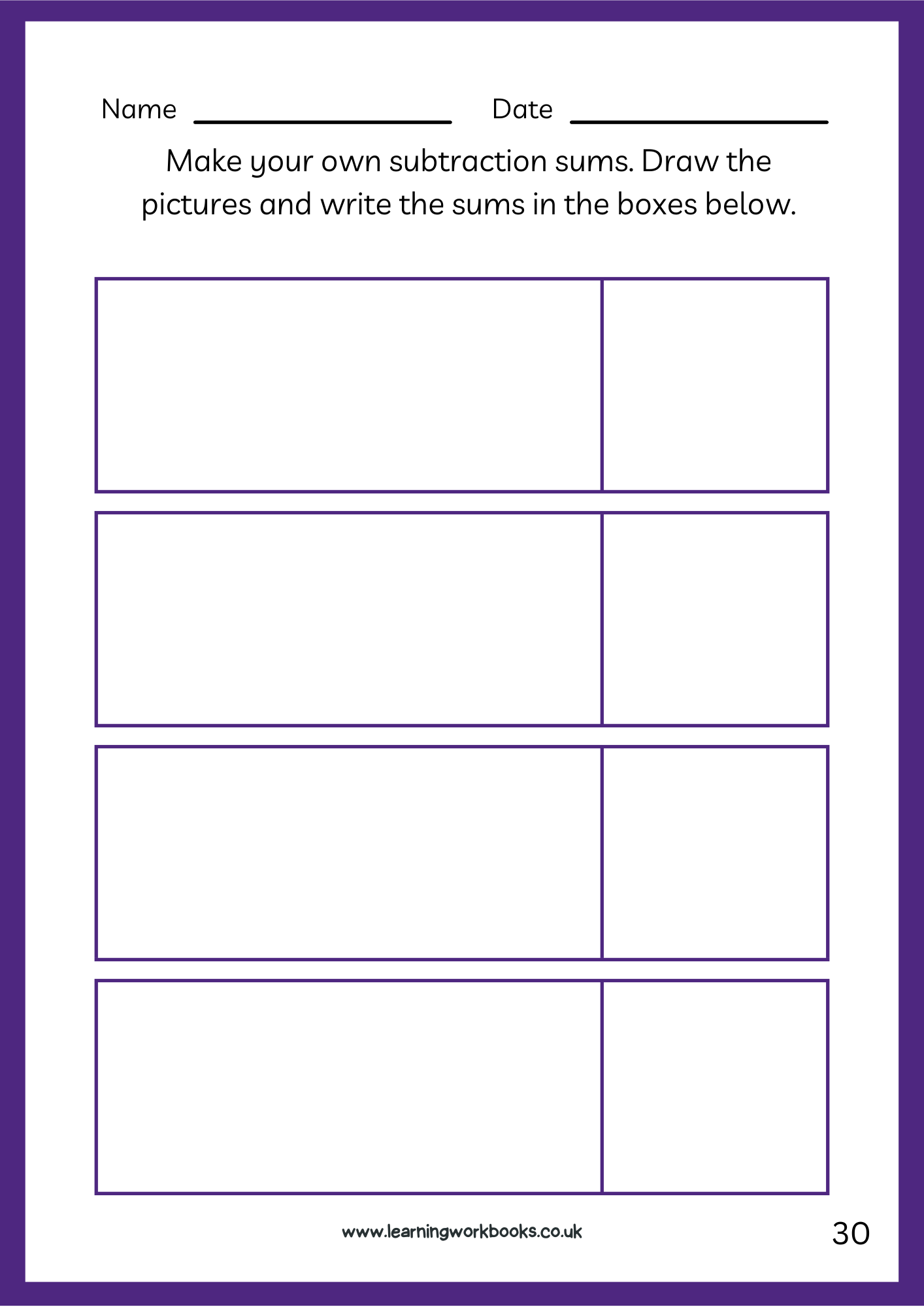 Subtraction to 20 Workbook 1 (downloadable digital product)