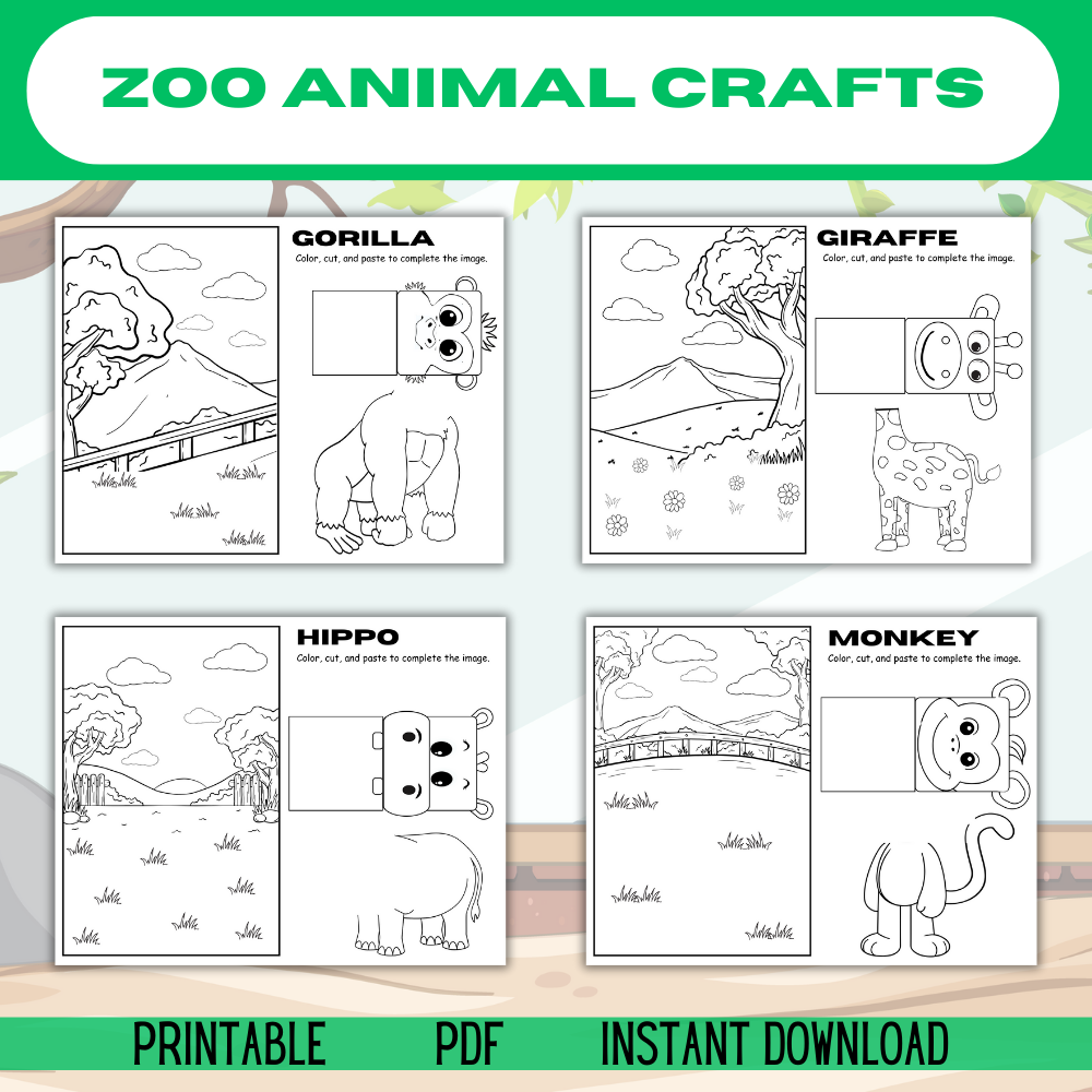Zoo Animal Crafts (downloadable digital product)