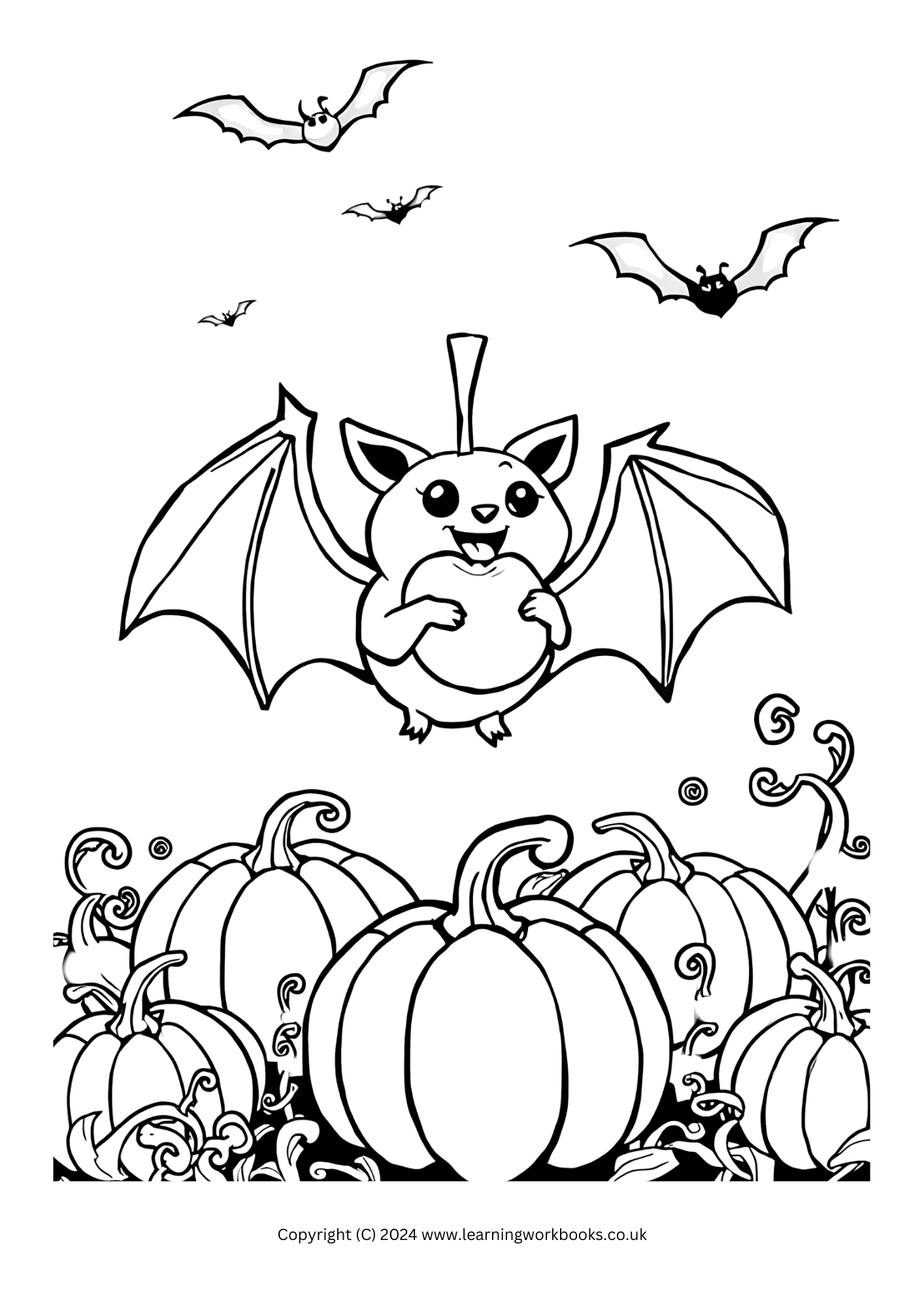 Cute Bat Friends Halloween Colouring Book (downloadable digital product)