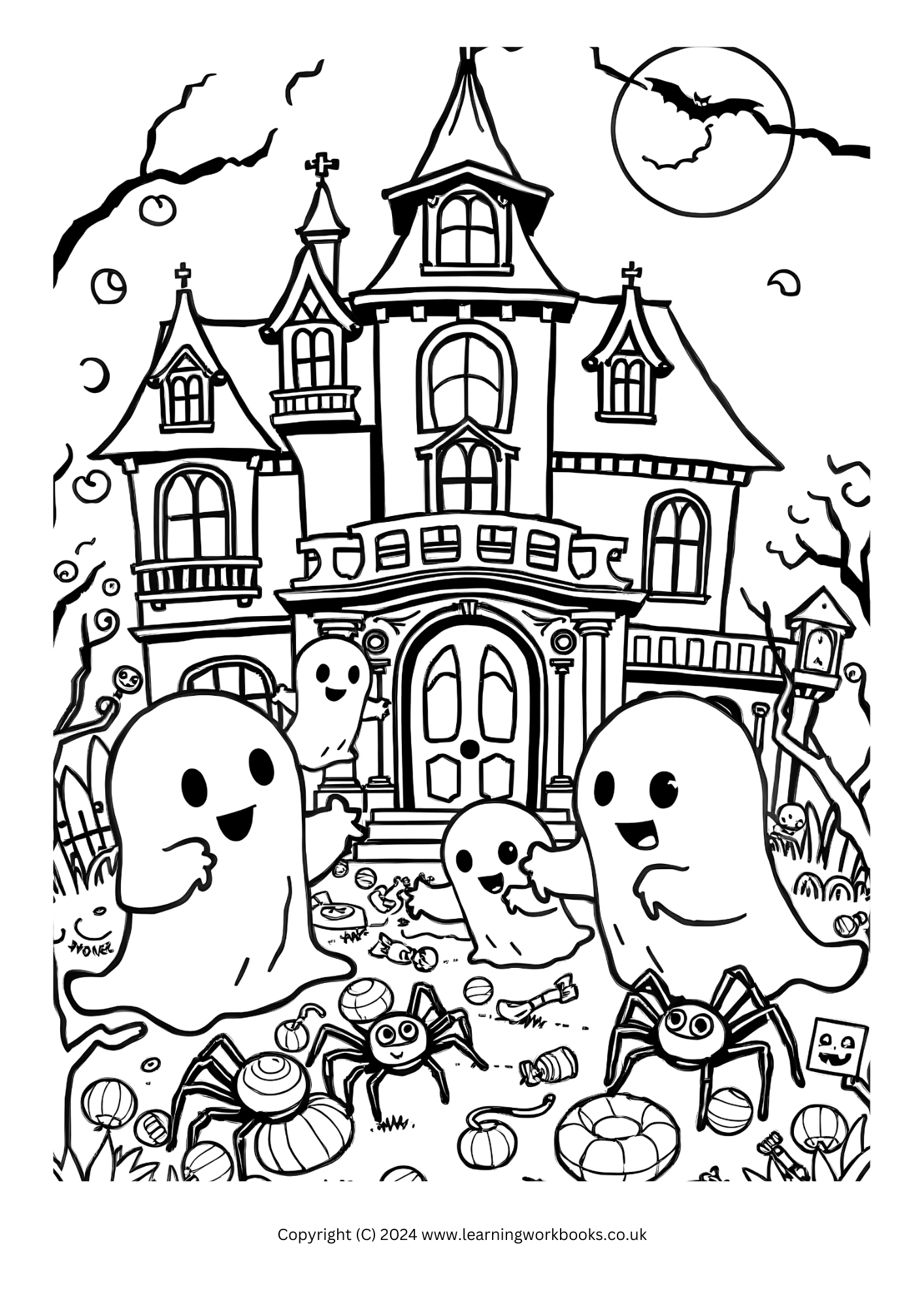 Kawaii Haunted Mansion Halloween Colouring Book (downloadable digital product)