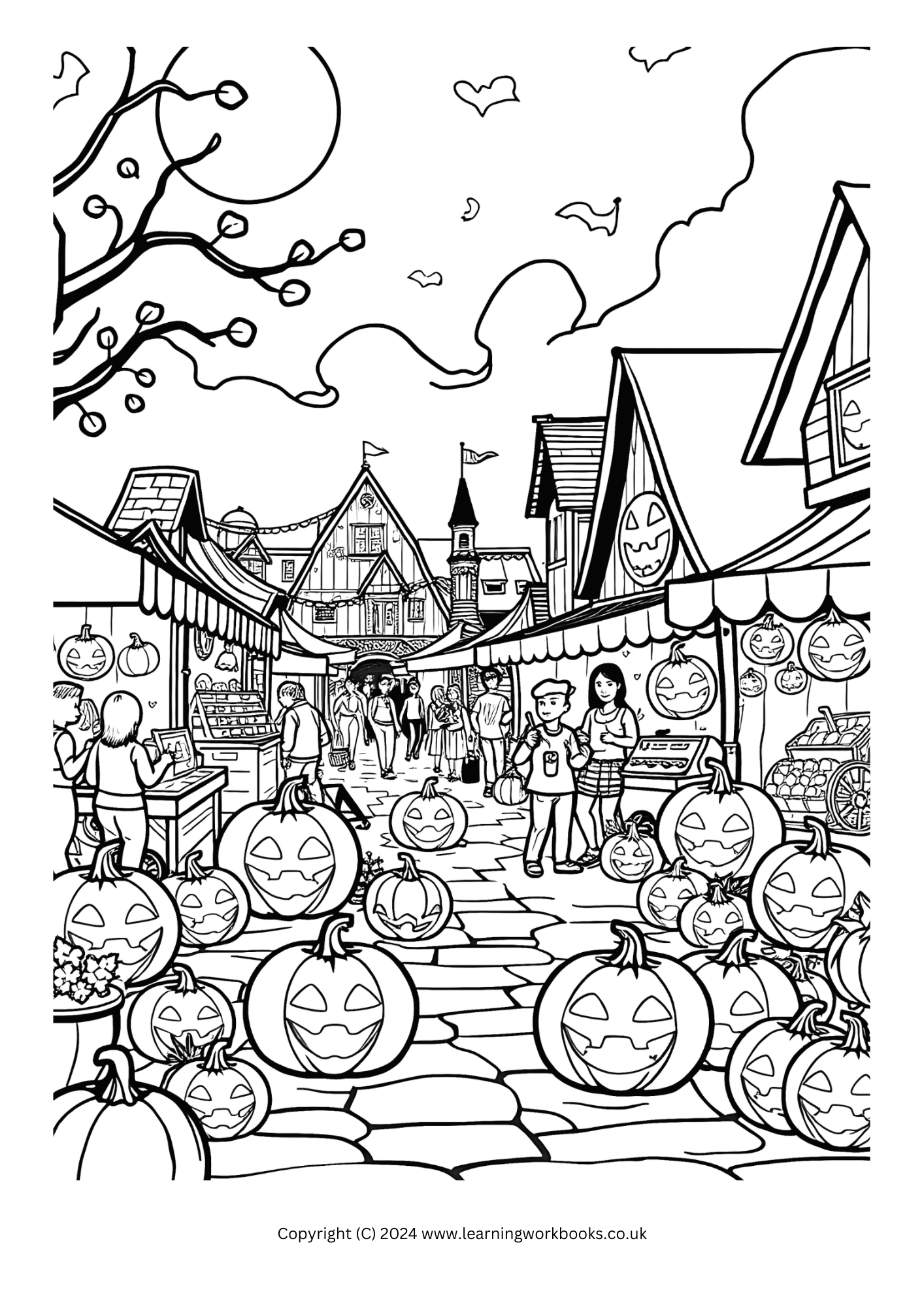 Jack-O-Lantern Town Halloween Colouring Book (downloadable digital product)