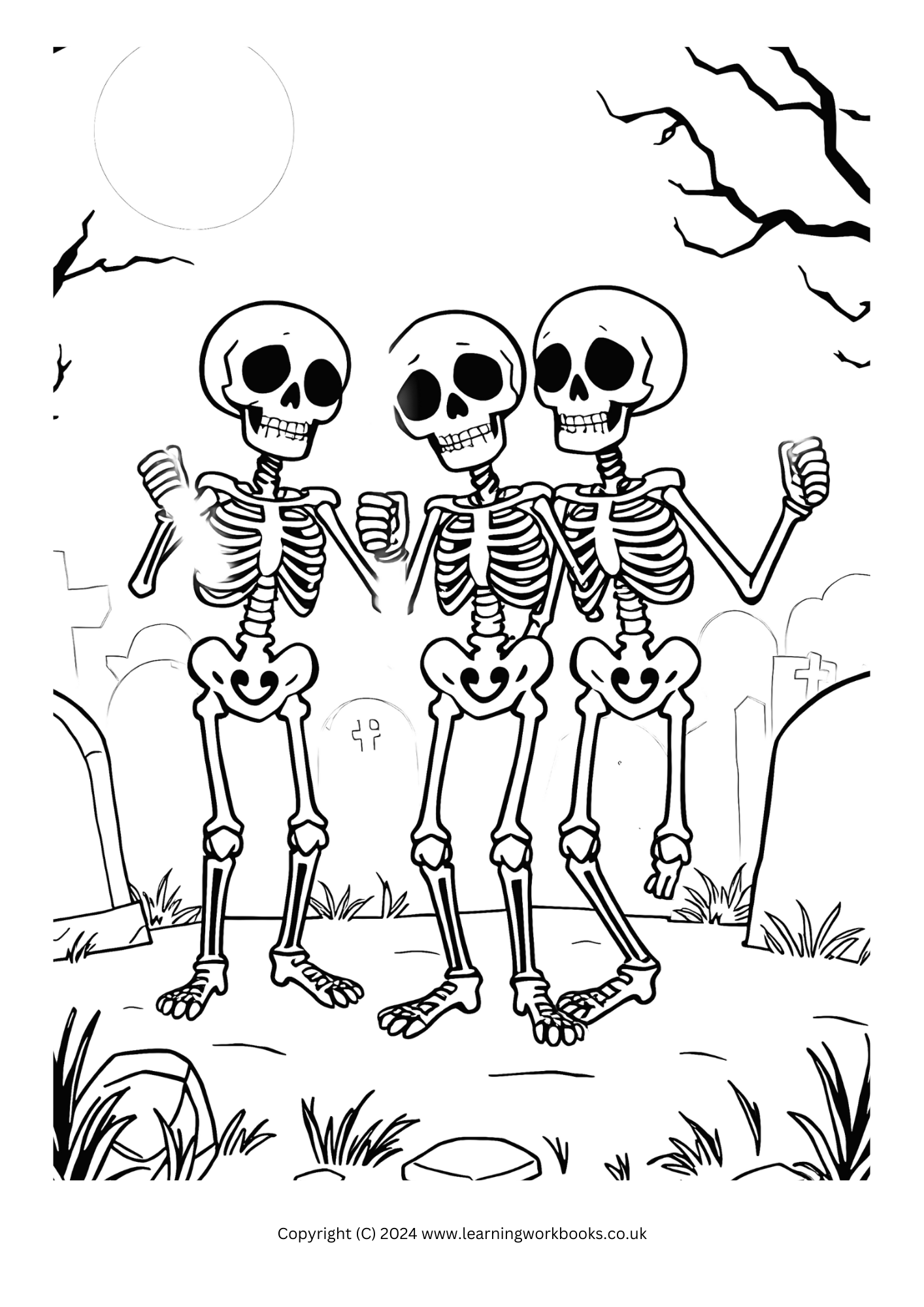 Happy Skeletons Halloween Colouring Book (downloadable digital product)