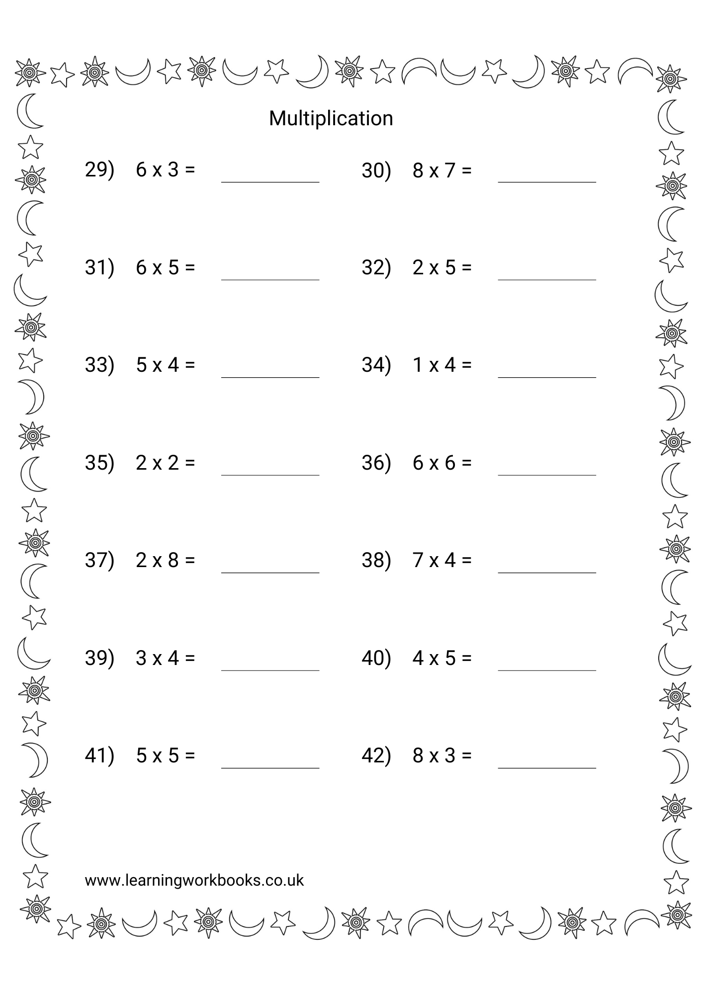 Multiplication: 2-9 Times Table Workbook 2 (downloadable digital product)