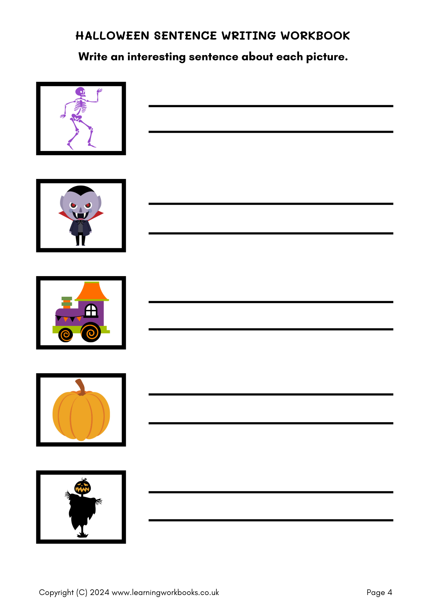 Halloween Sentence Writing Workbook (downloadable digital product)