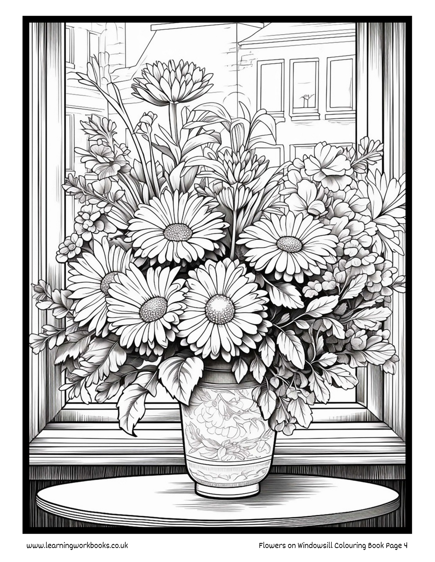 Flowers on Windowsill Colouring Book 4 (downloadable digital product)