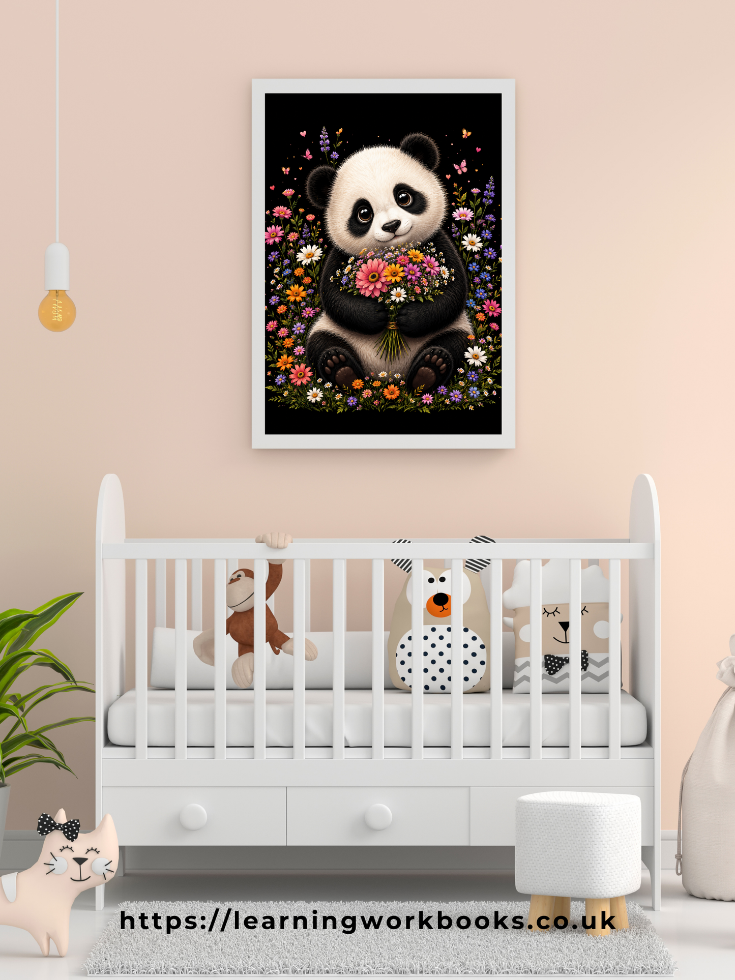Cute Panda Holding a Bouquet / Pandas Printable Art 1 / Premium Printable Digital Download