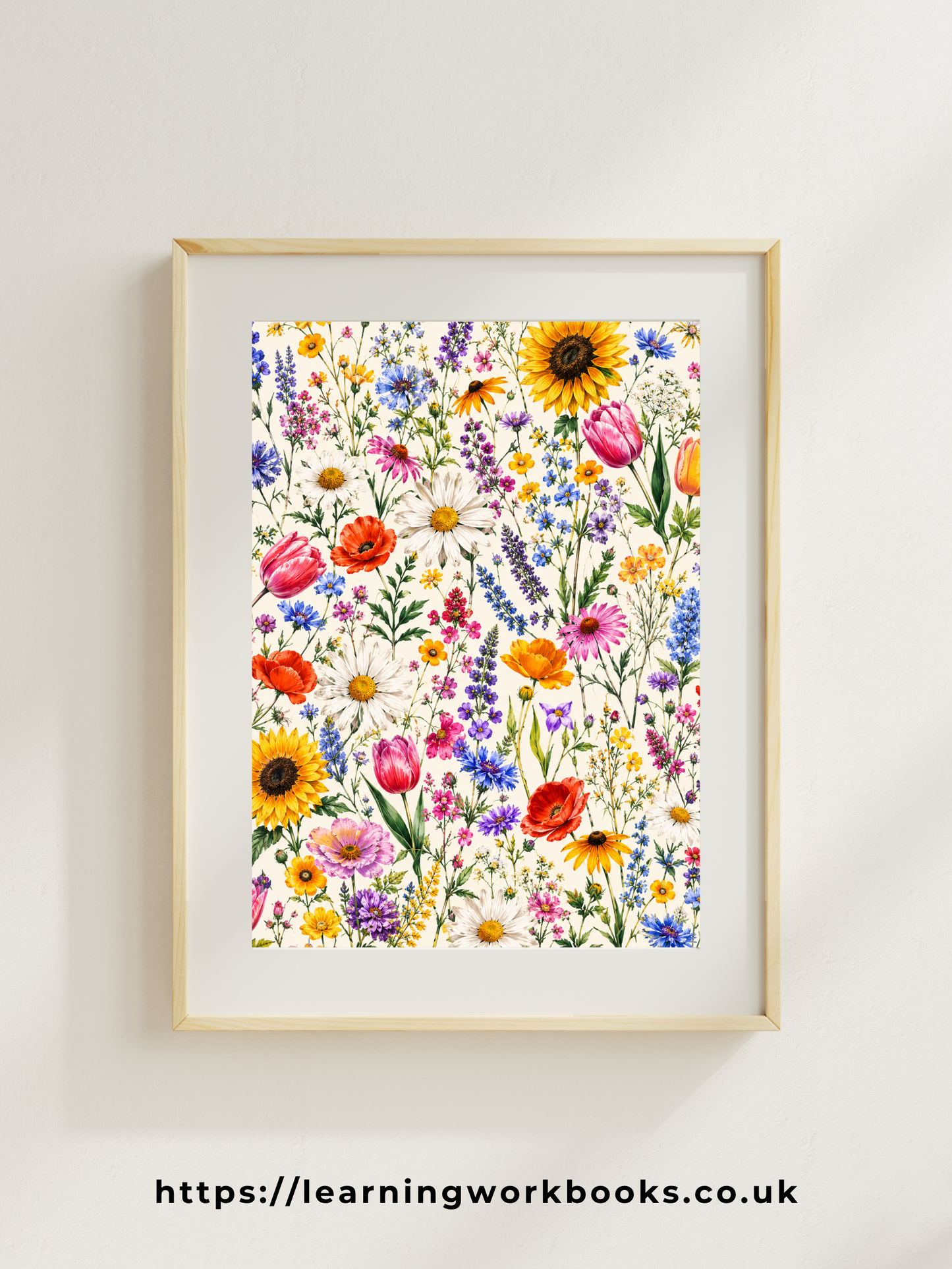 Vibrant Wildflower Garden Pattern / Floral Printable Art 5 / Premium Printable Digital Download