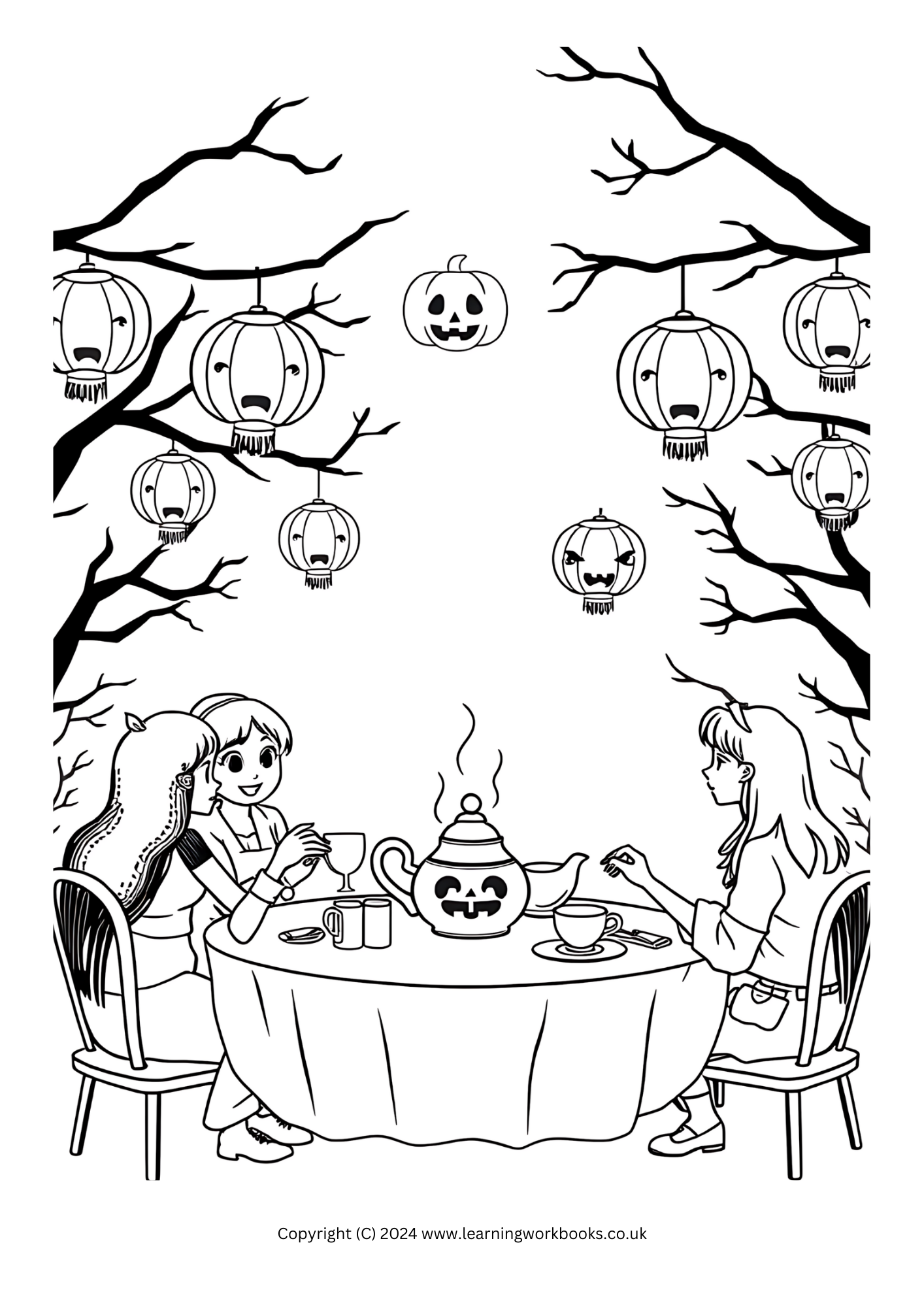 Halloween Tea Party Colouring Book (downloadable digital product)