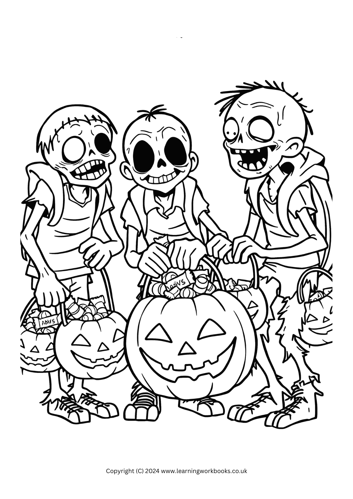 Cartoon Zombies Halloween Colouring Book (downloadable digital product)