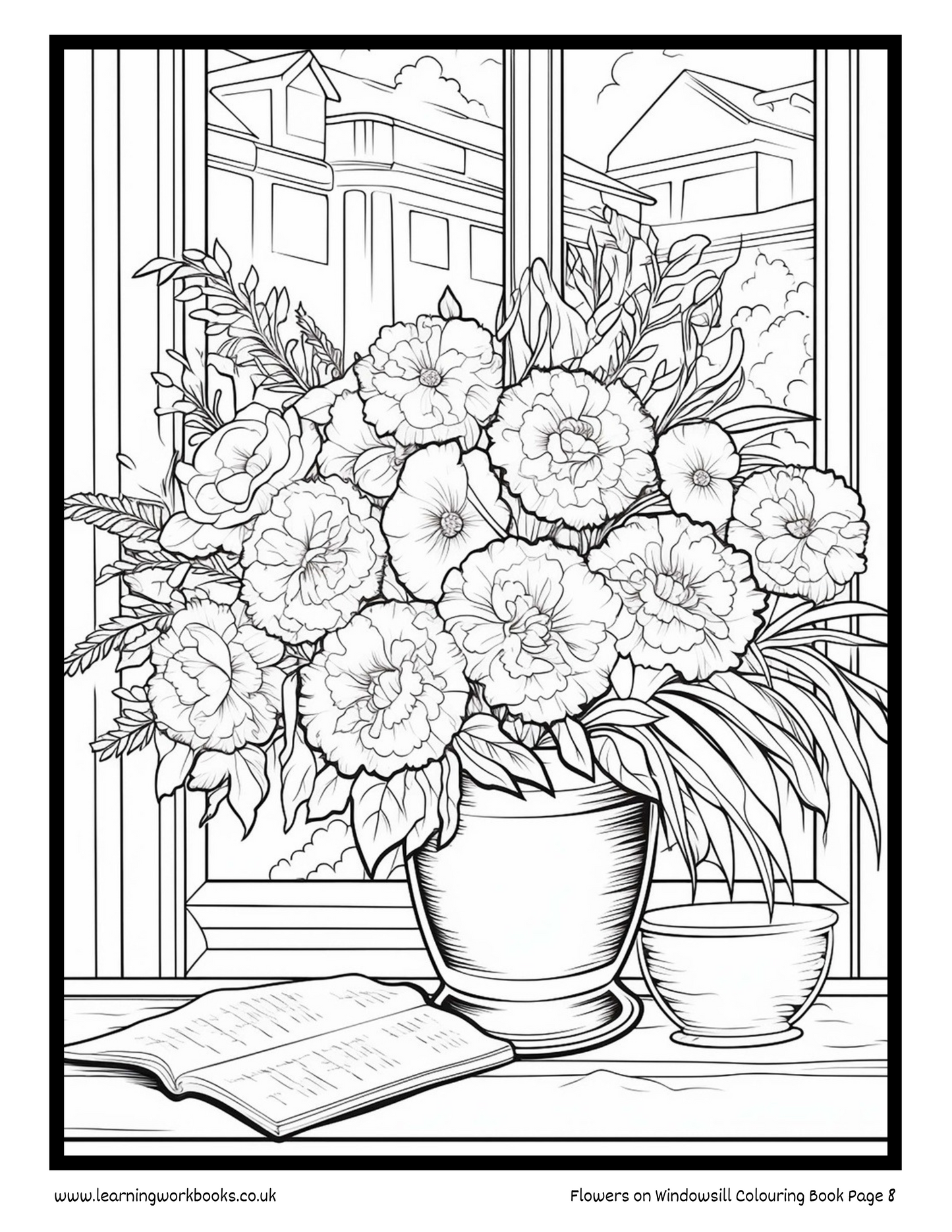 Flowers on Windowsill Colouring Book 4 (downloadable digital product)