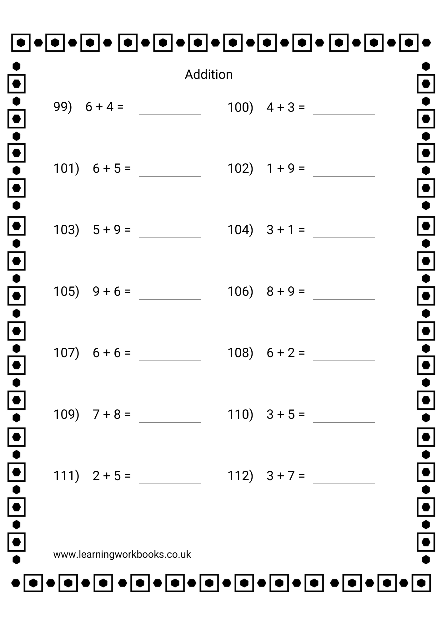 Adding Single Digits Workbook 4 (downloadable digital product)