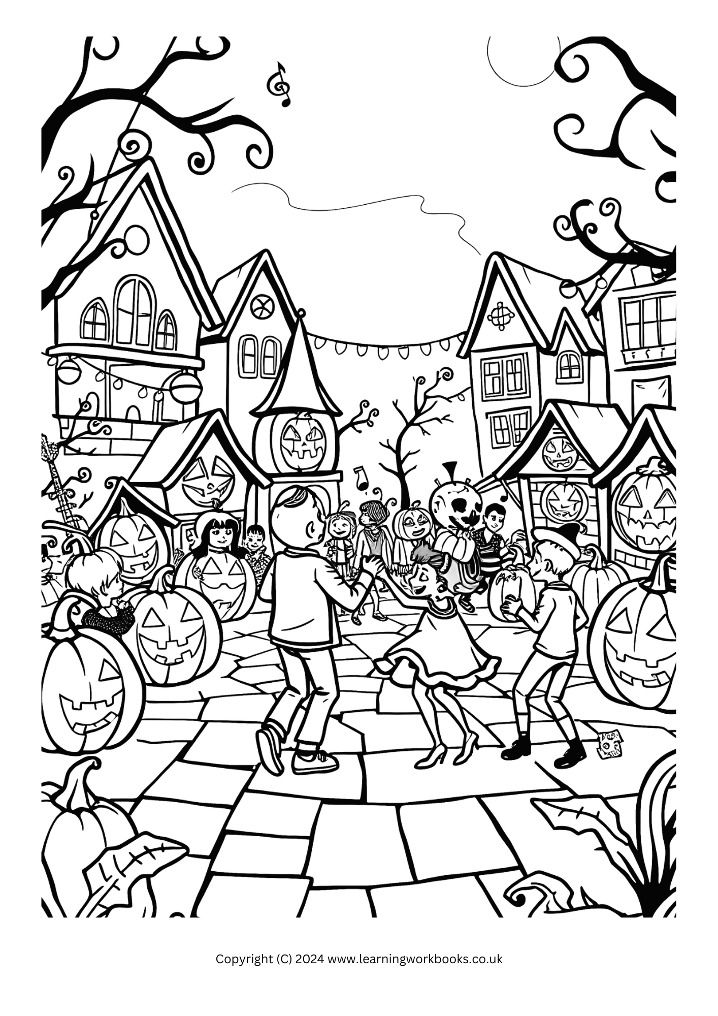 Jack-O-Lantern Town Halloween Colouring Book (downloadable digital product)