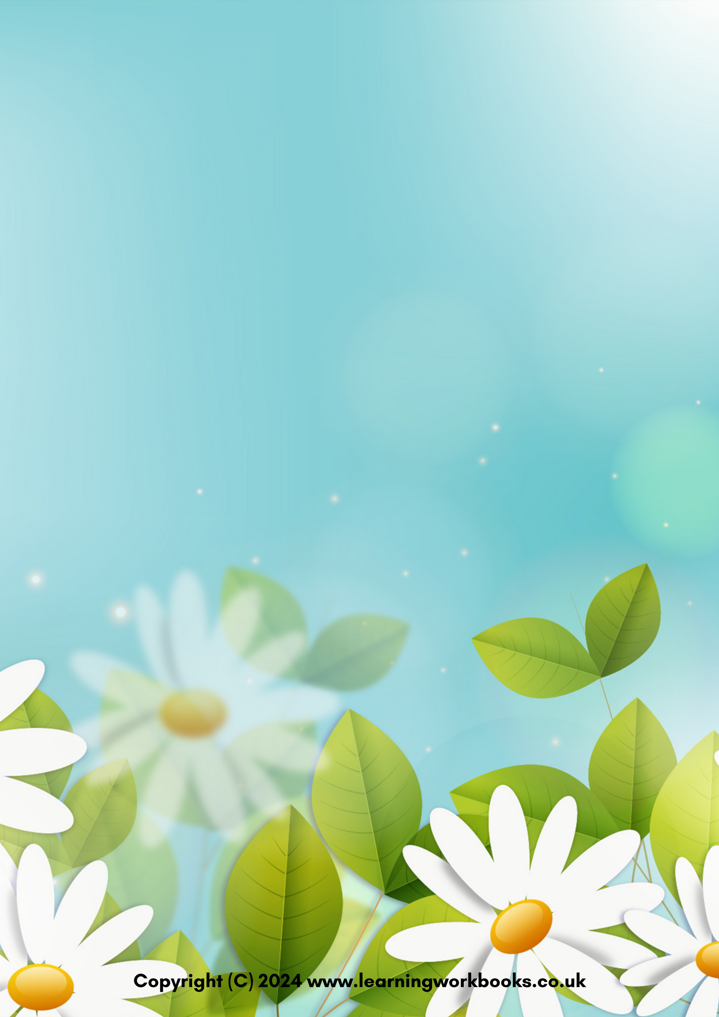 Blue Sky and White Flowers A4 Lined Notebook (downloadable digital product)
