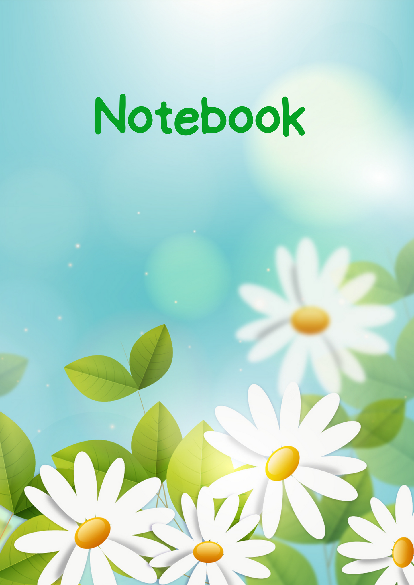 Blue Sky and White Flowers A4 Lined Notebook (downloadable digital product)