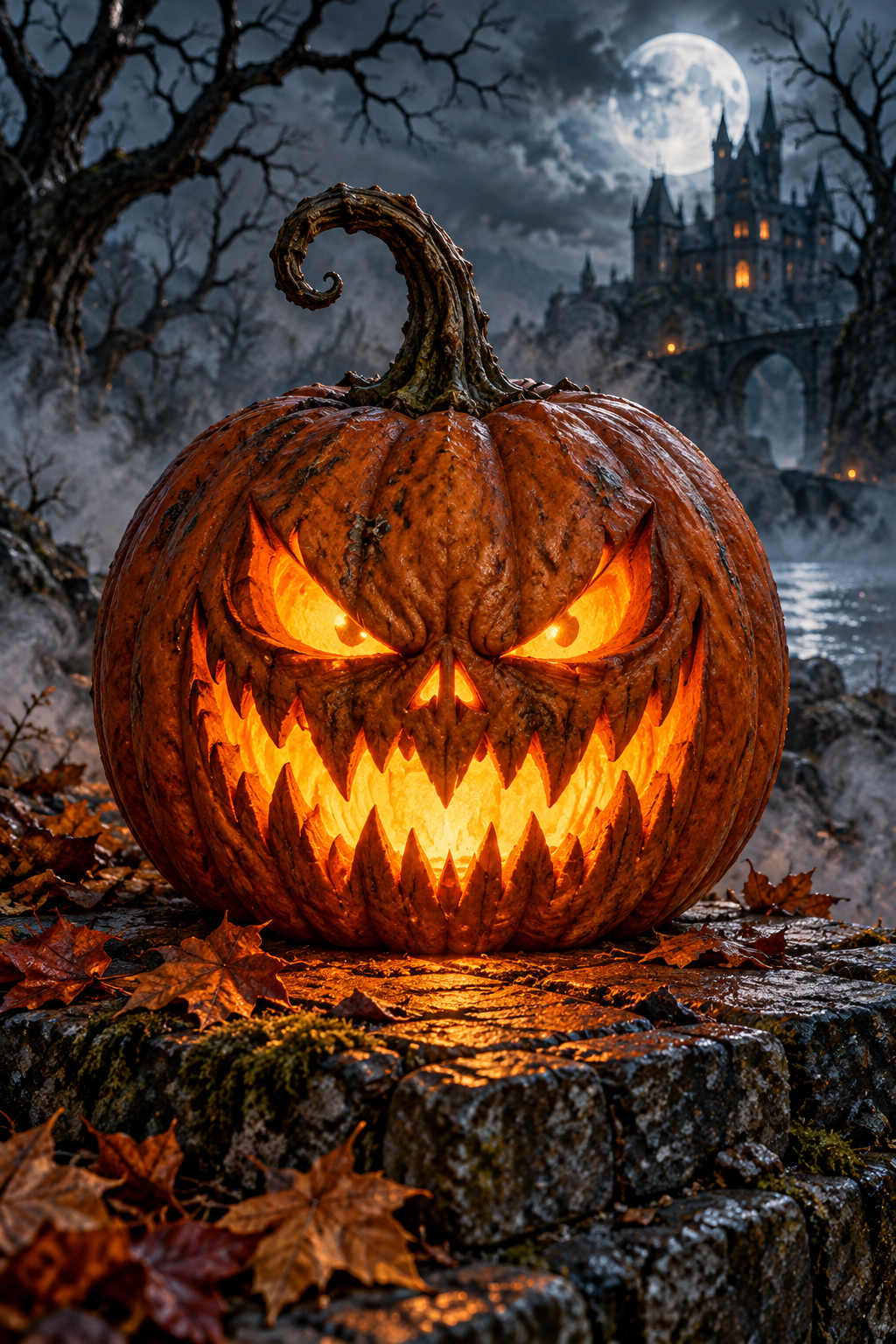 Sinister Jack-O'-Lantern with a Menacing Grin / Halloween Printable Art 7 / Digital Download / High Resolution for High Quality Printing