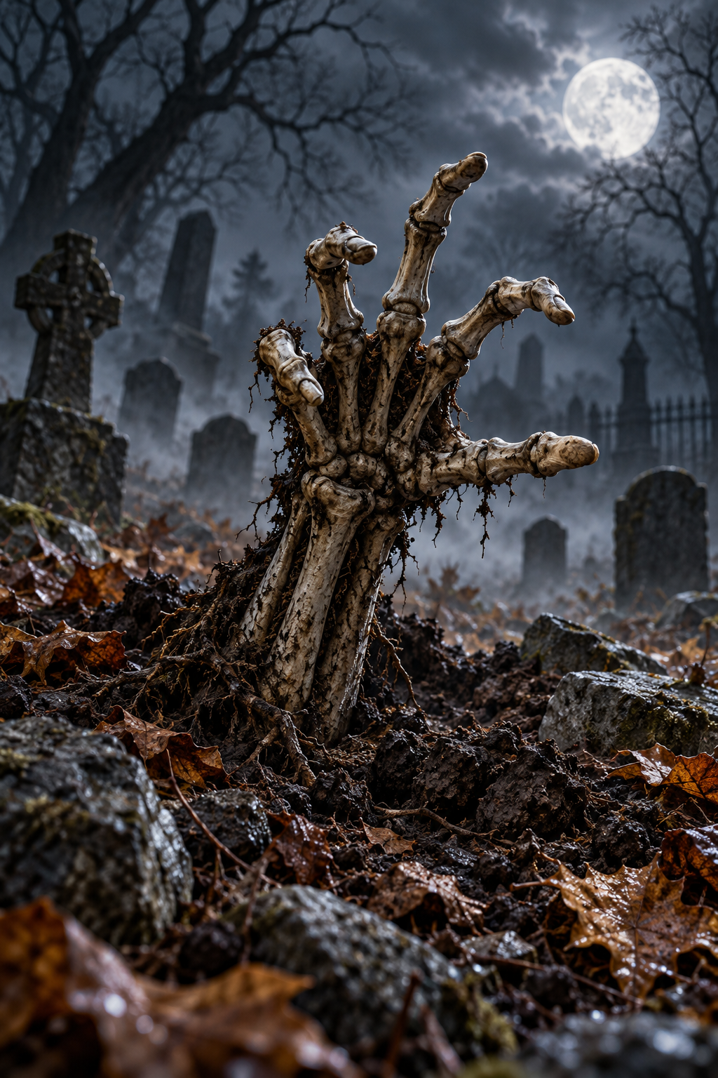 Chilling Skeleton Hand Emerging From the Ground/ Halloween Printable Art 12 / High Resolution Digital Download