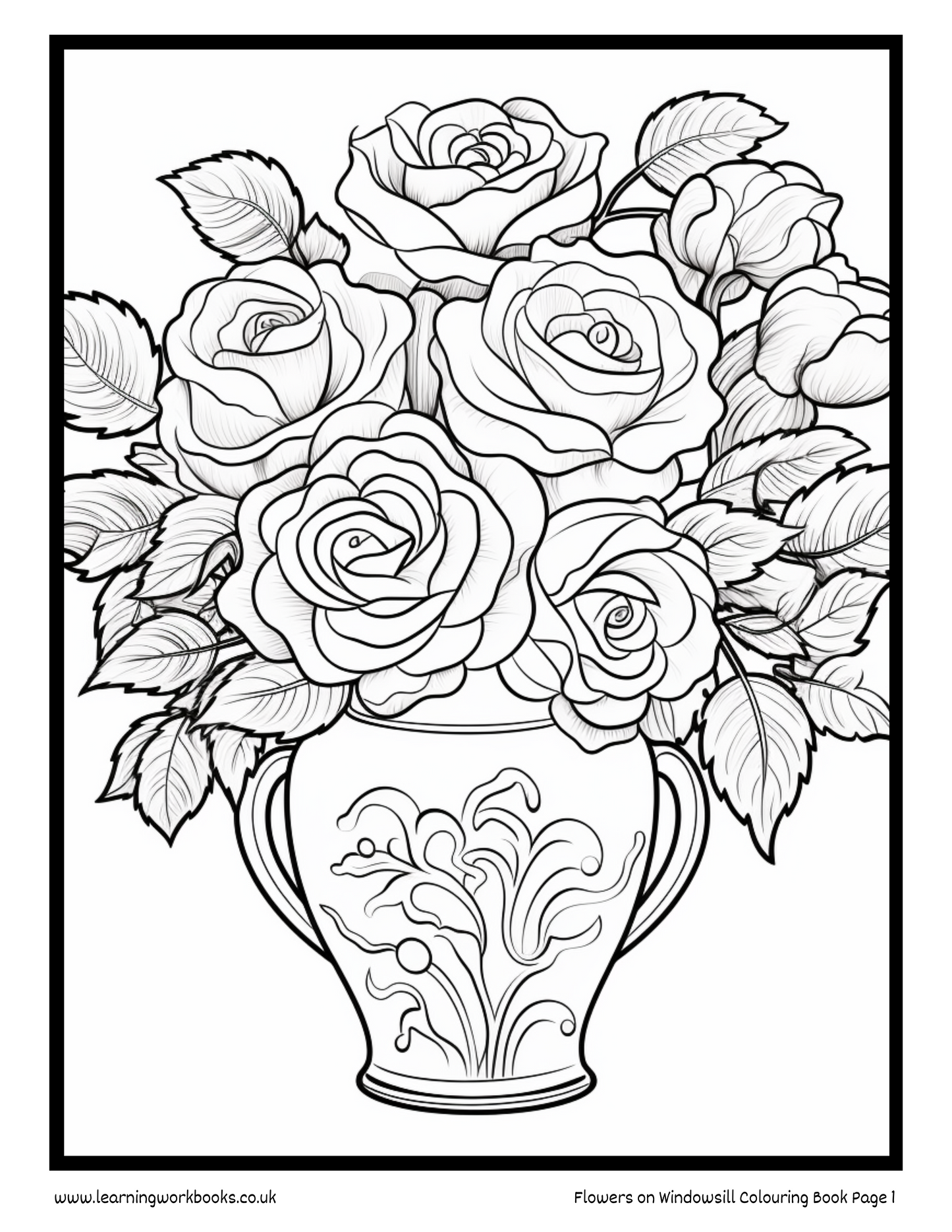 Flowers on Windowsill Colouring Book 3 (downloadable digital product)