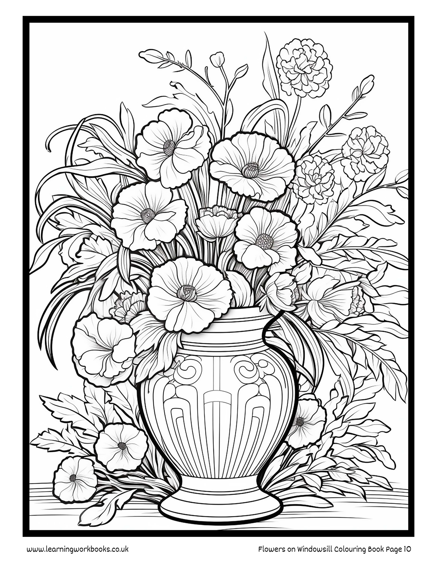 Flowers on Windowsill Colouring Book 5 (downloadable digital product)