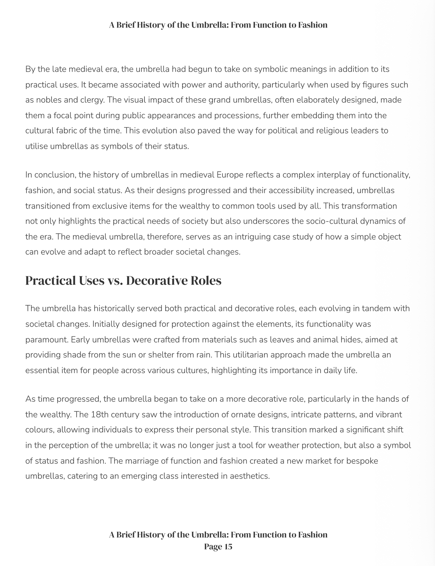 A Brief History of the Umbrella: From Function to Fashion (downloadable digital product)