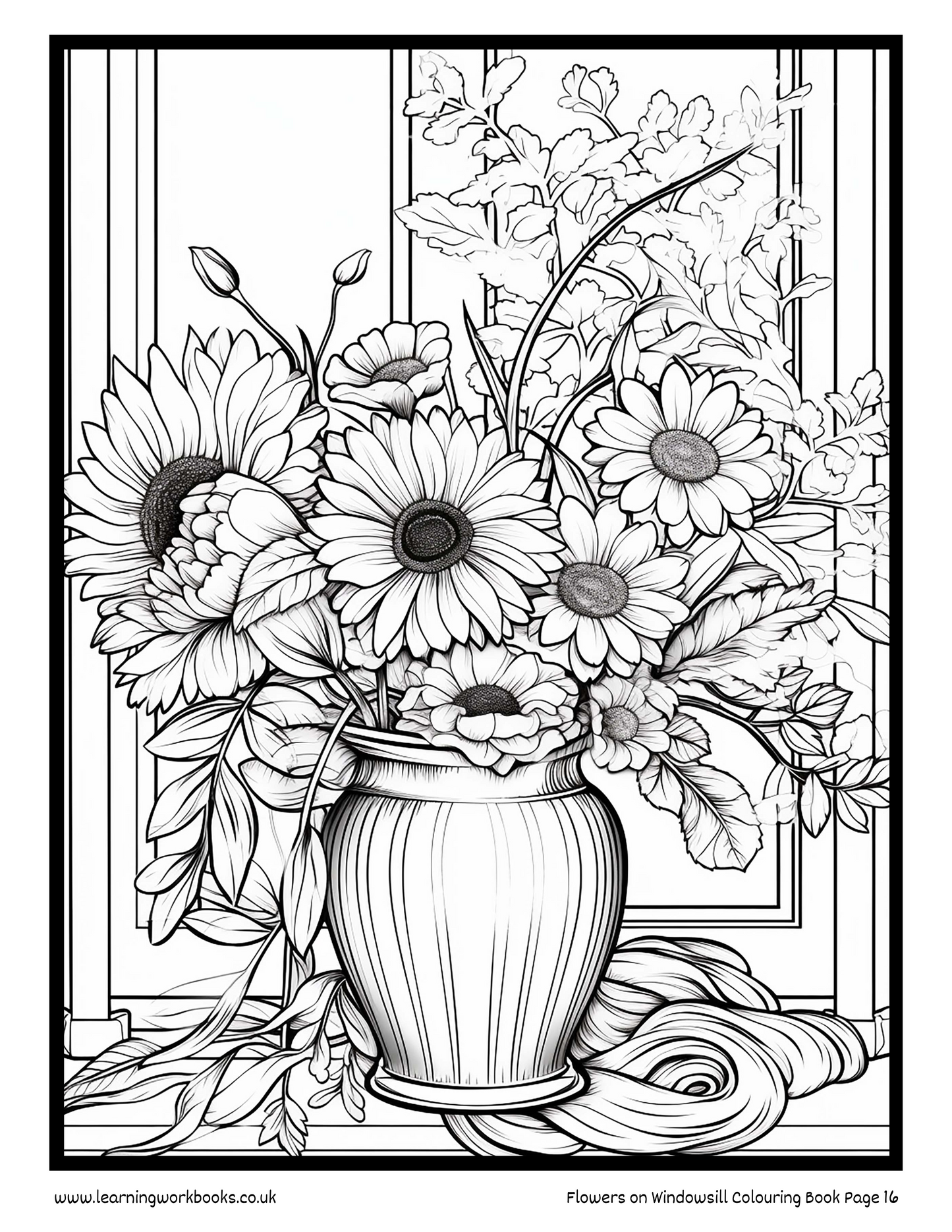 Flowers on Windowsill Colouring Book 5 (downloadable digital product)