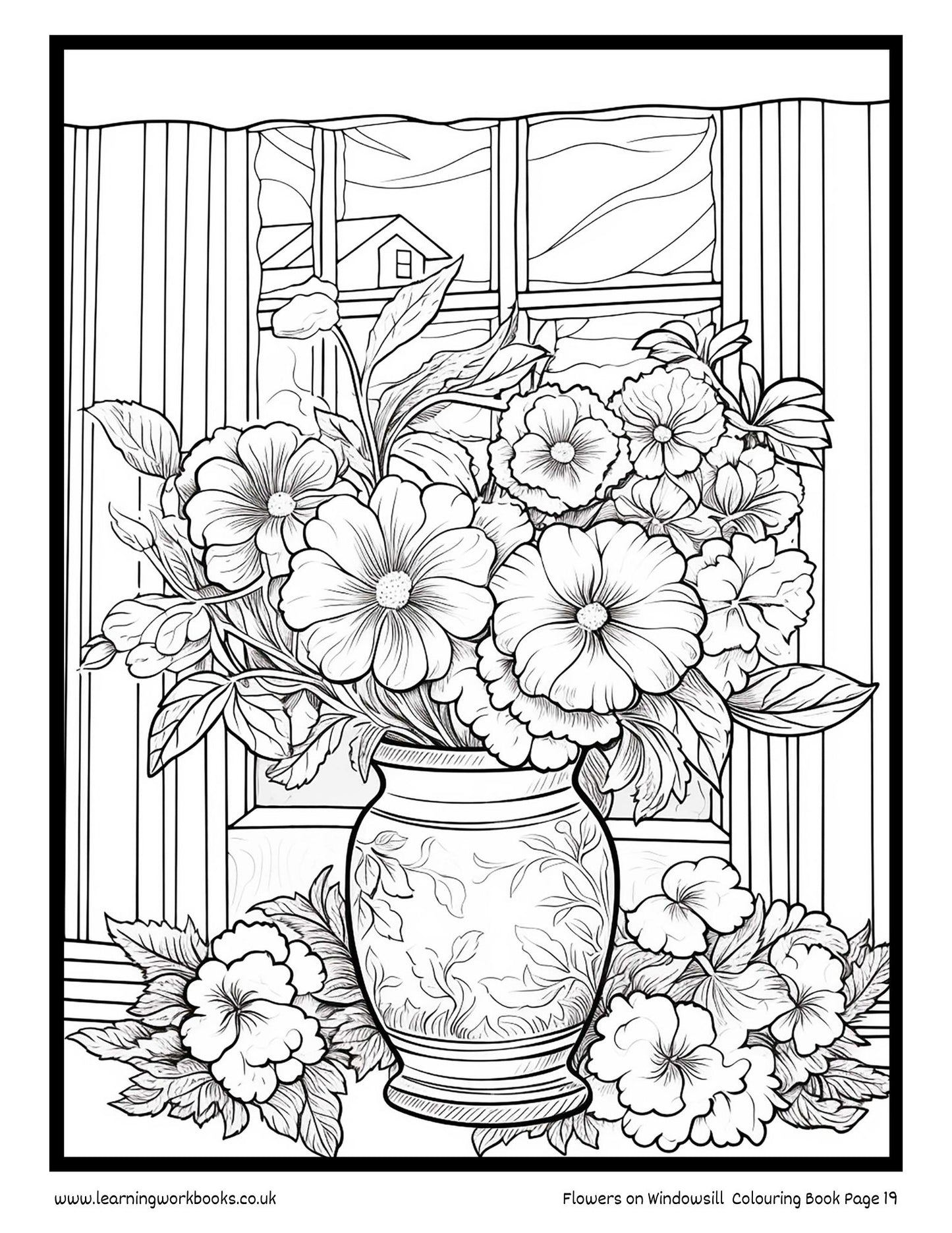Flowers on Windowsill Colouring Book 1 (downloadable digital product)