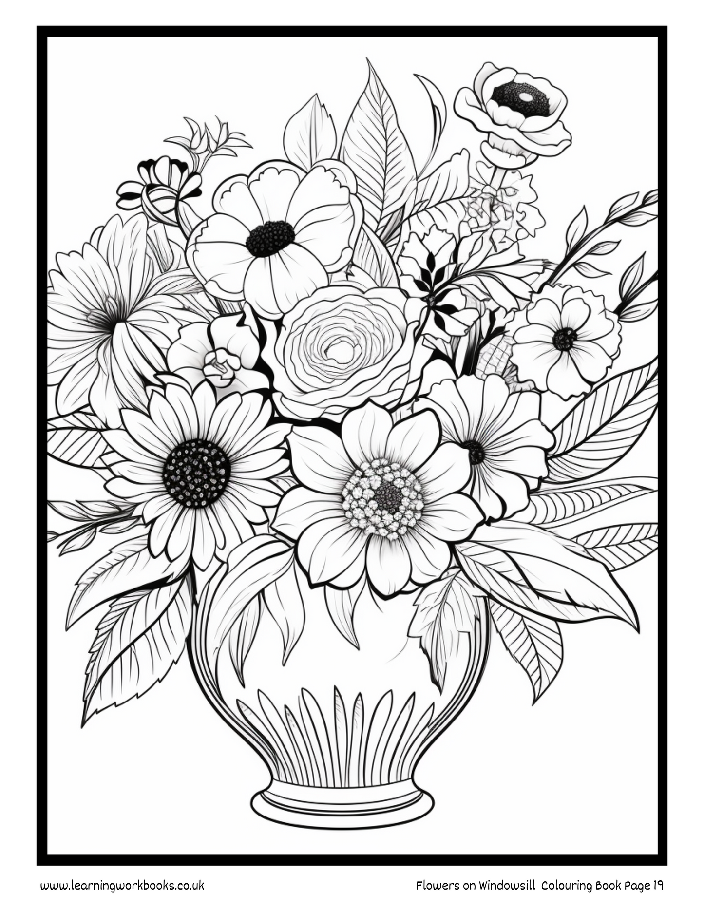 Flowers on Windowsill Colouring Book 3 (downloadable digital product)