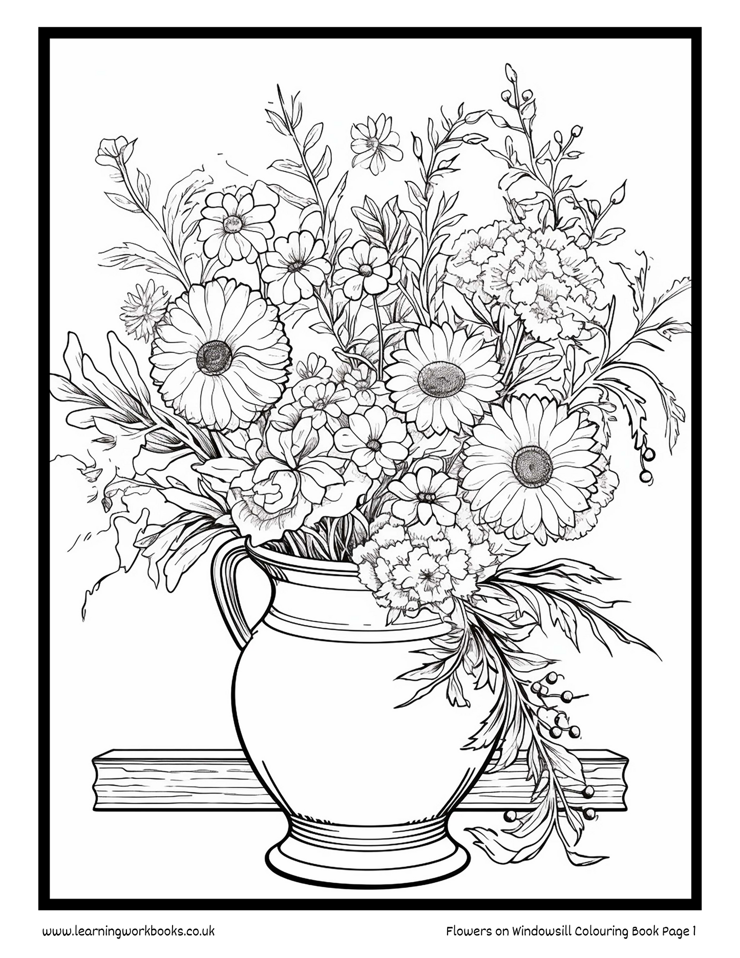 Flowers on Windowsill Colouring Book 5 (downloadable digital product)