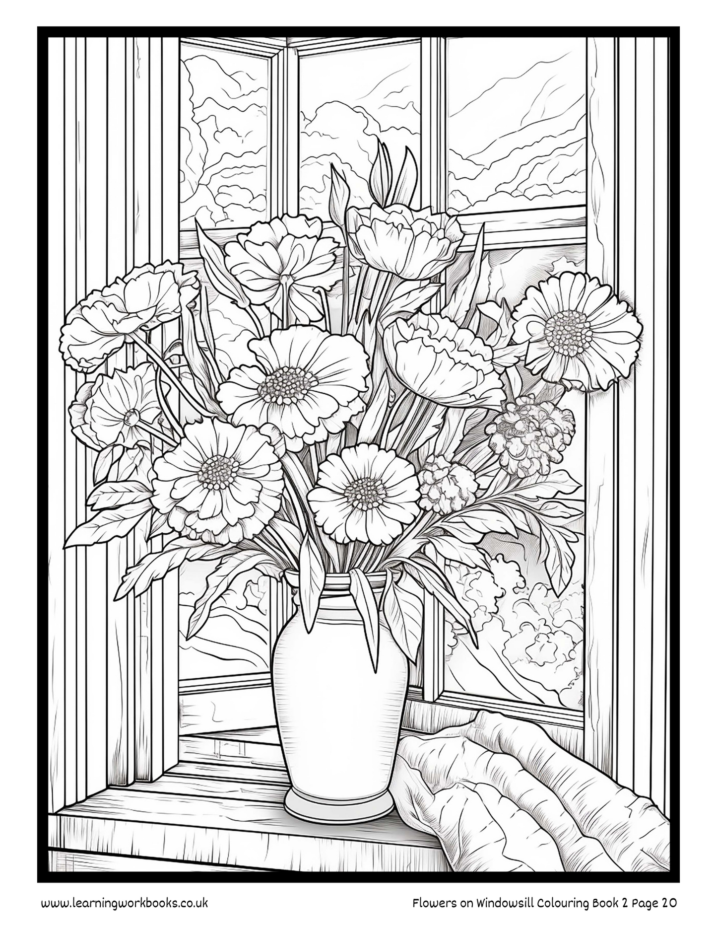 Flowers on Windowsill Colouring Book 2 (downloadable digital product)