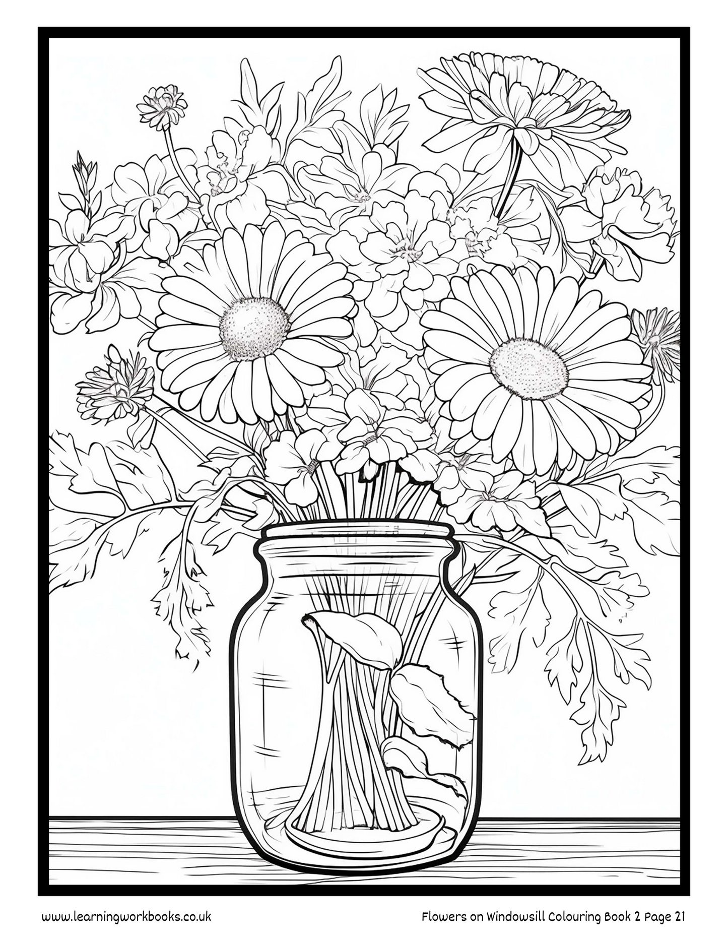 Flowers on Windowsill Colouring Book 2 (downloadable digital product)