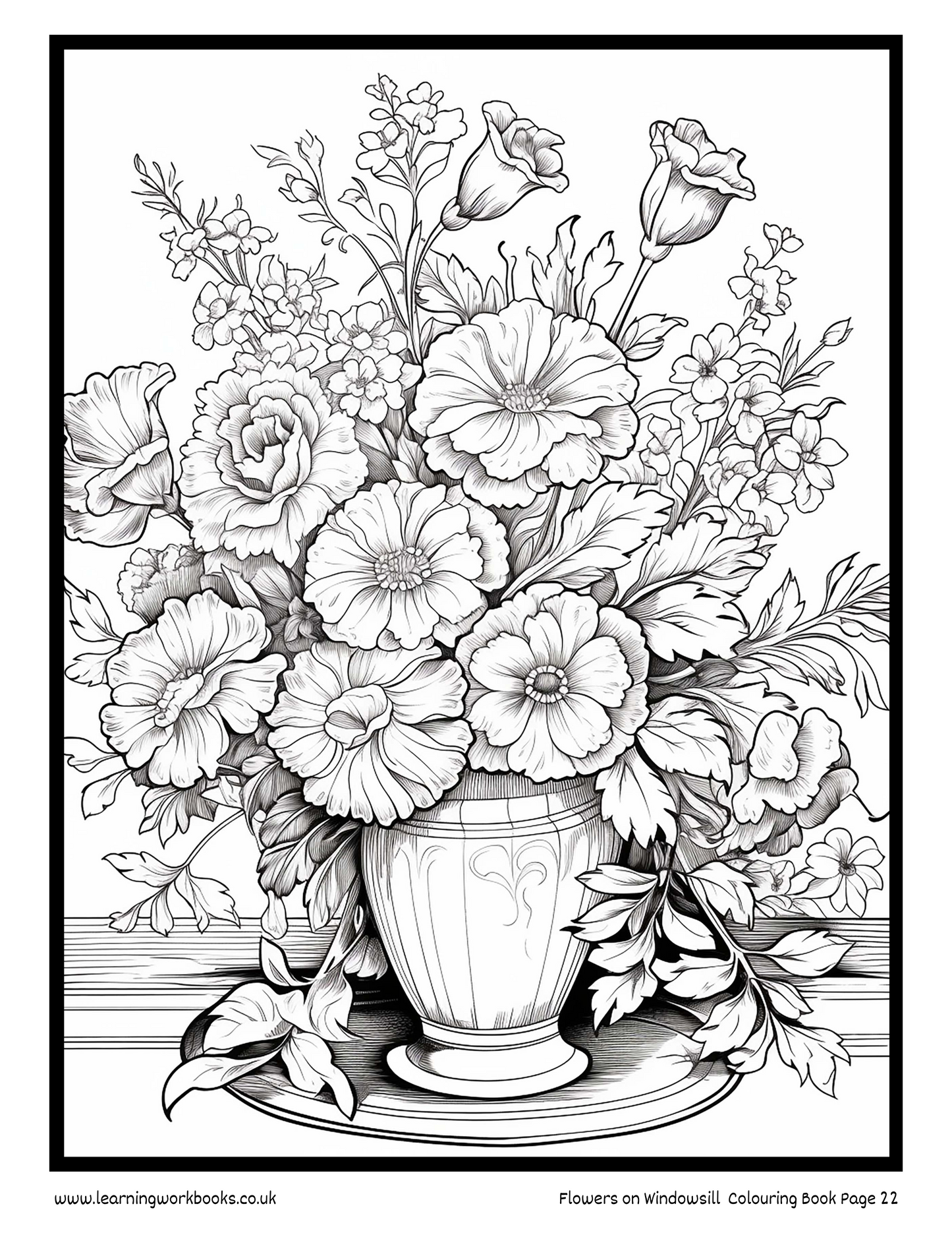Flowers on Windowsill Colouring Book 5 (downloadable digital product)