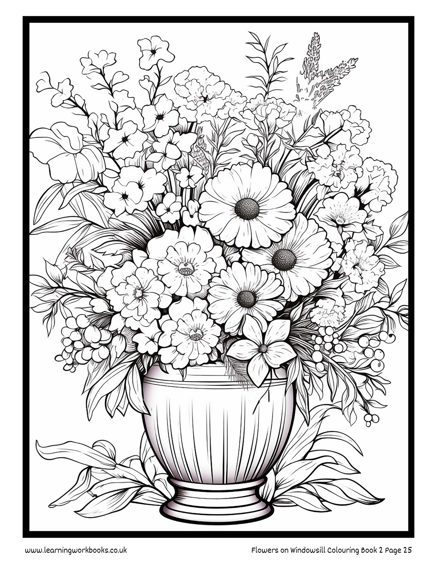 Flowers on Windowsill Colouring Book 2 (downloadable digital product)