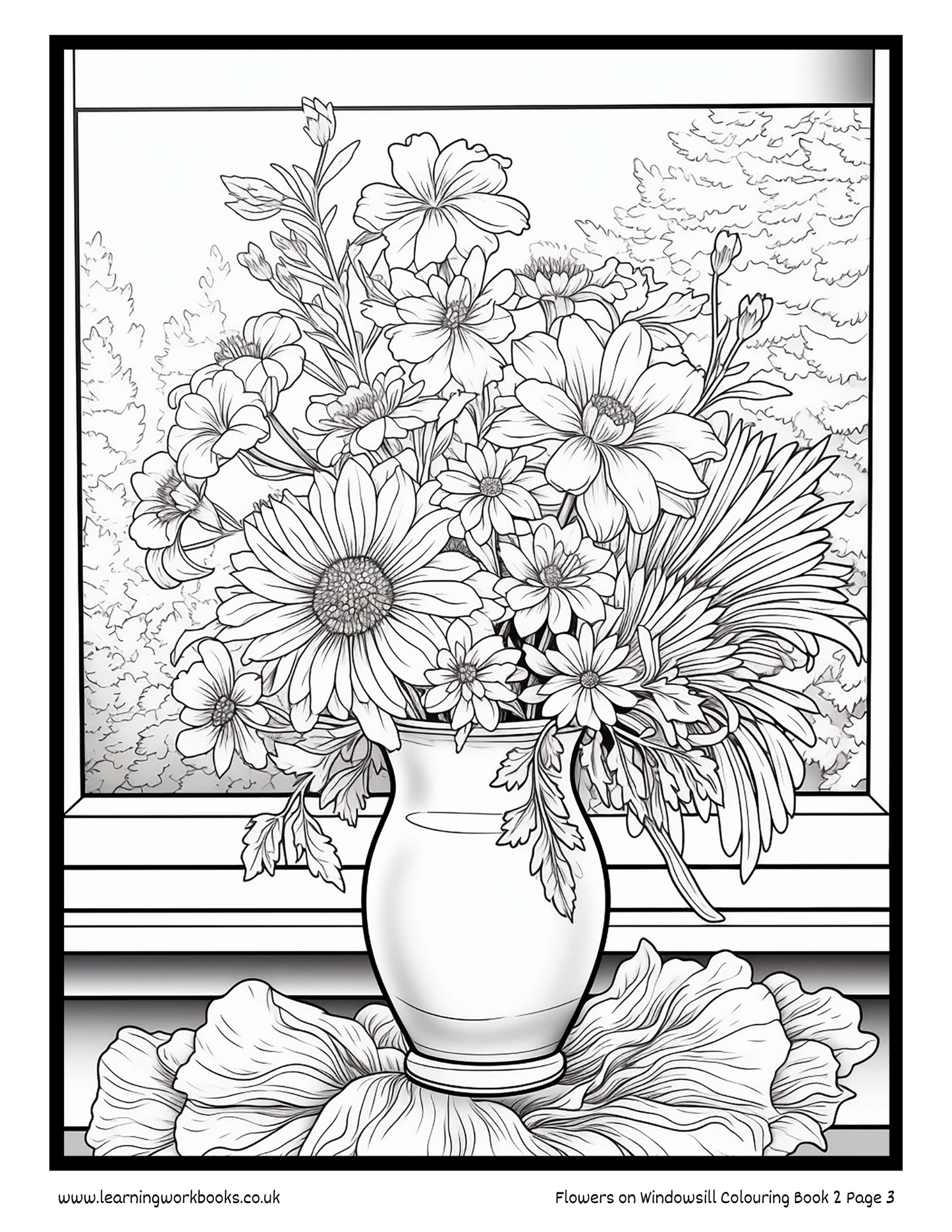 Flowers on Windowsill Colouring Book 2 (downloadable digital product)