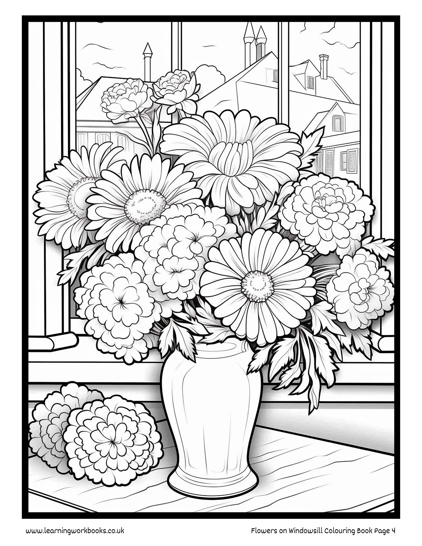 Flowers on Windowsill Colouring Book 5 (downloadable digital product)