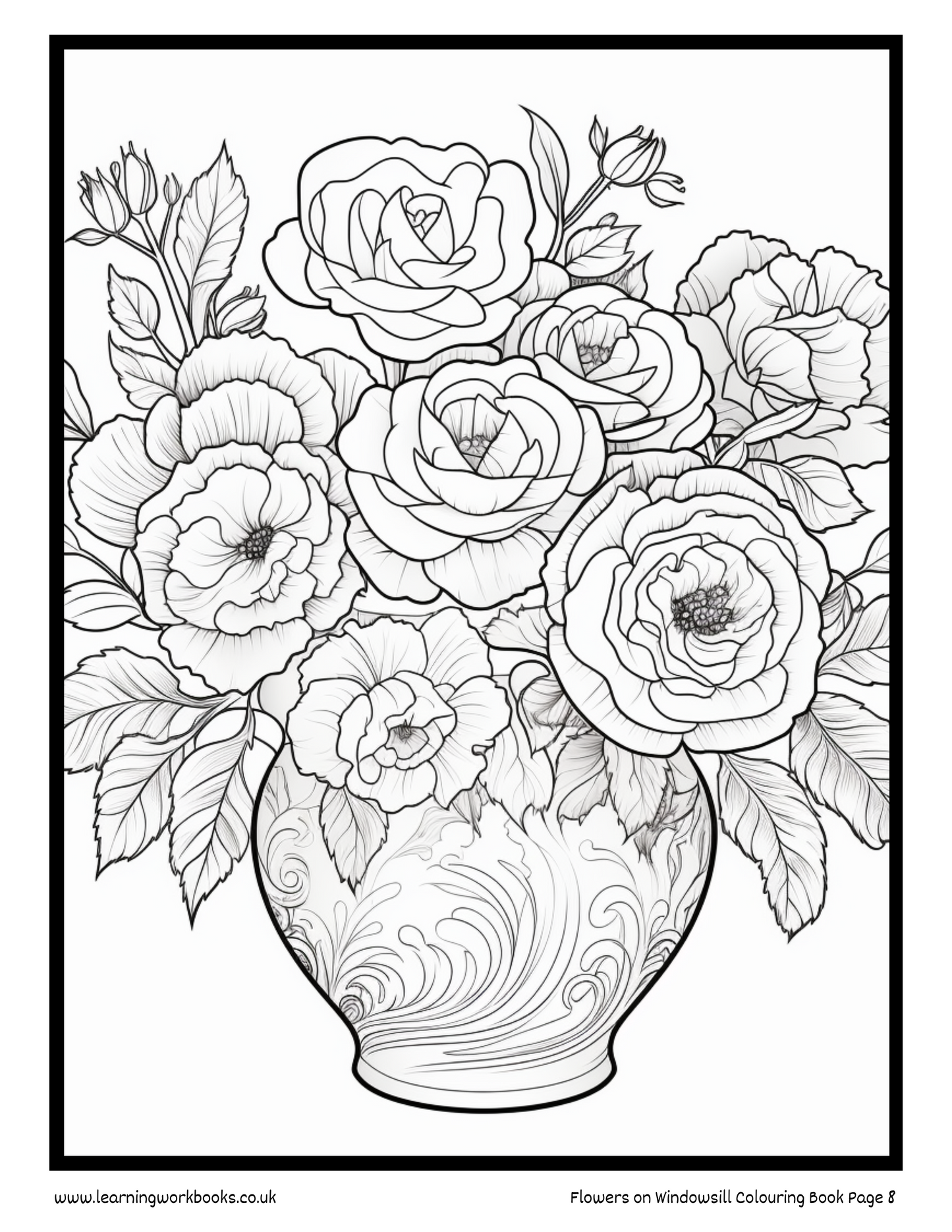 Flowers on Windowsill Colouring Book 3 (downloadable digital product)