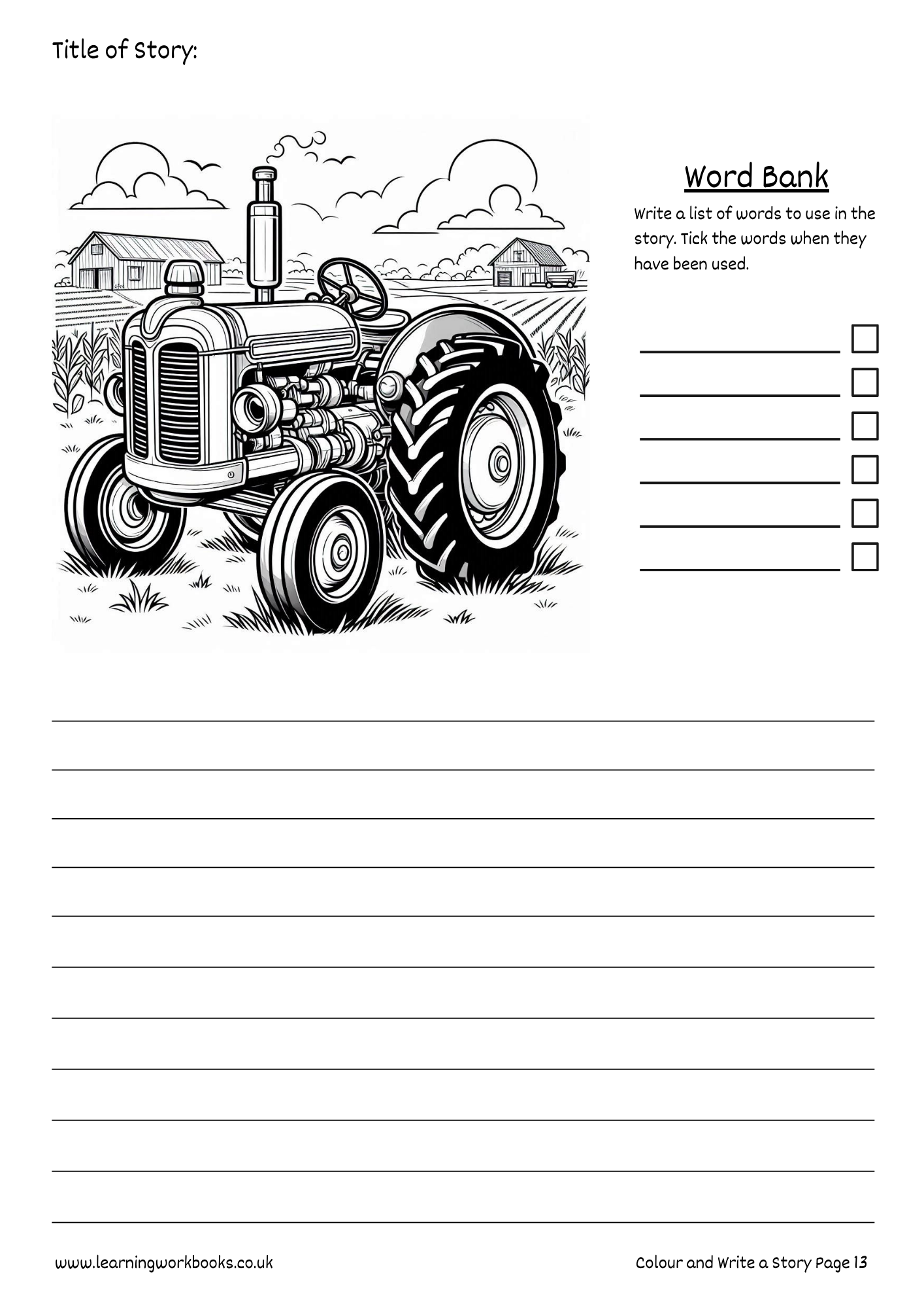 The Farm: Colour and Write a Story Workbook 1 (downloadable digital product)