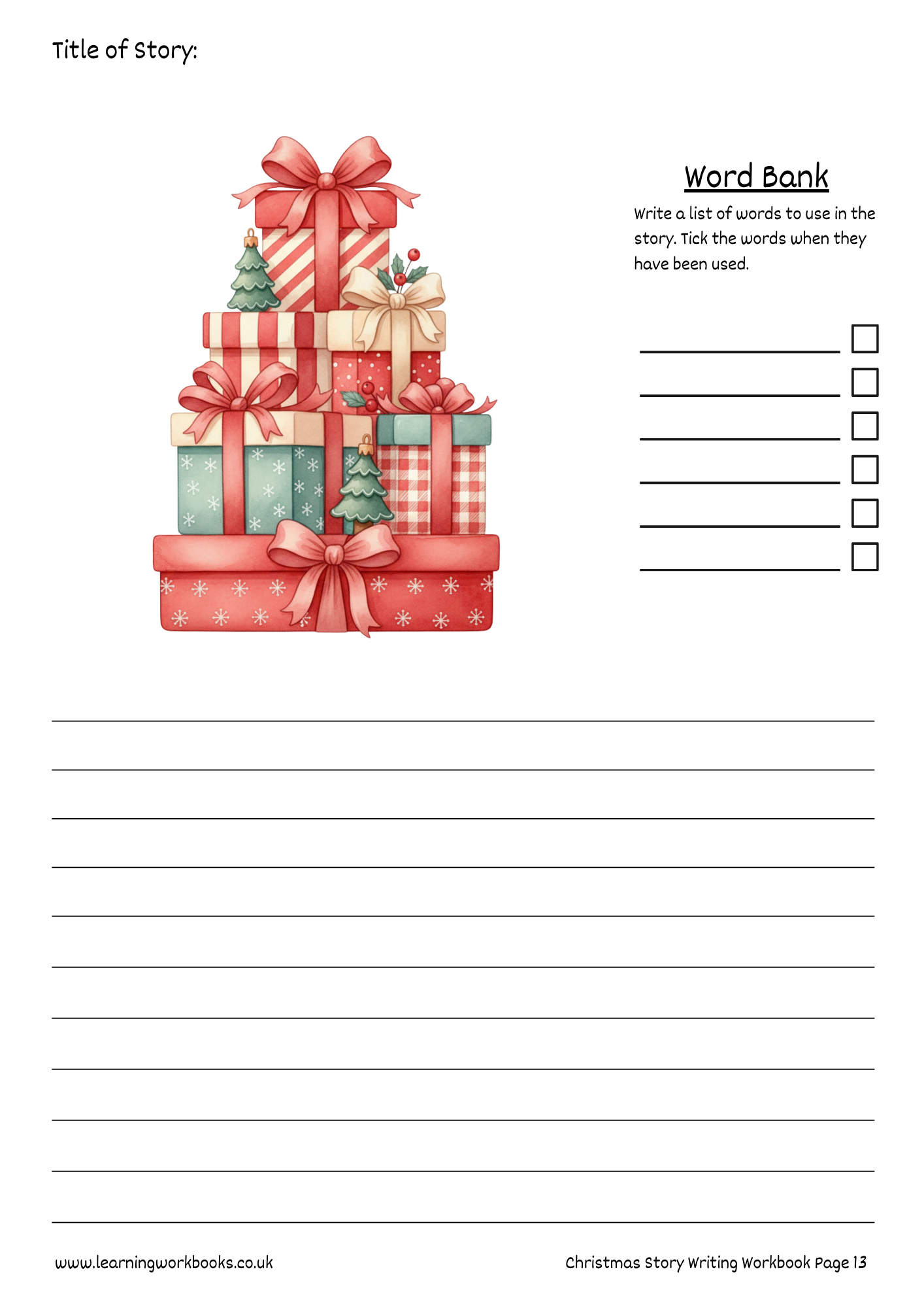 Christmas Story Writing Workbook 4 (downloadable digital product)