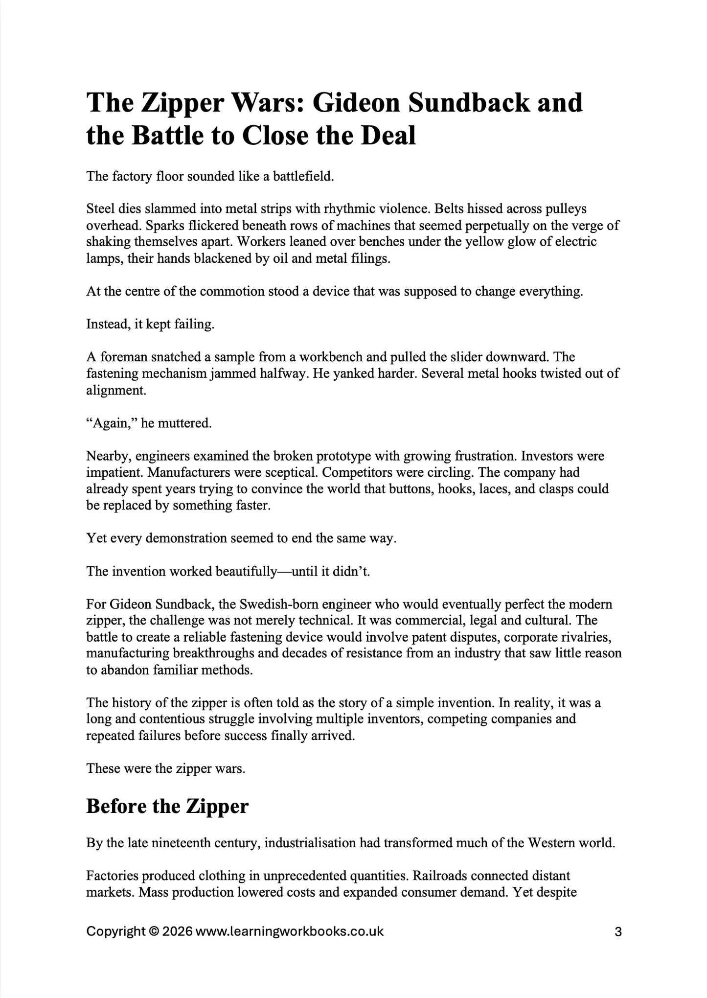 The Zipper Wars: Gideon Sundback and the Battle to Close the Deal (downloadable digital product)