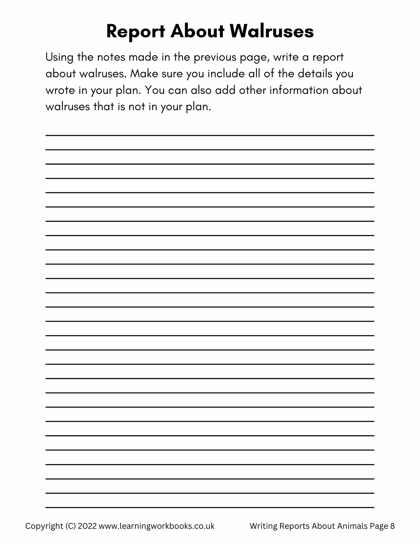 Writing Reports About Animals Workbook 2 (downloadable digital products)