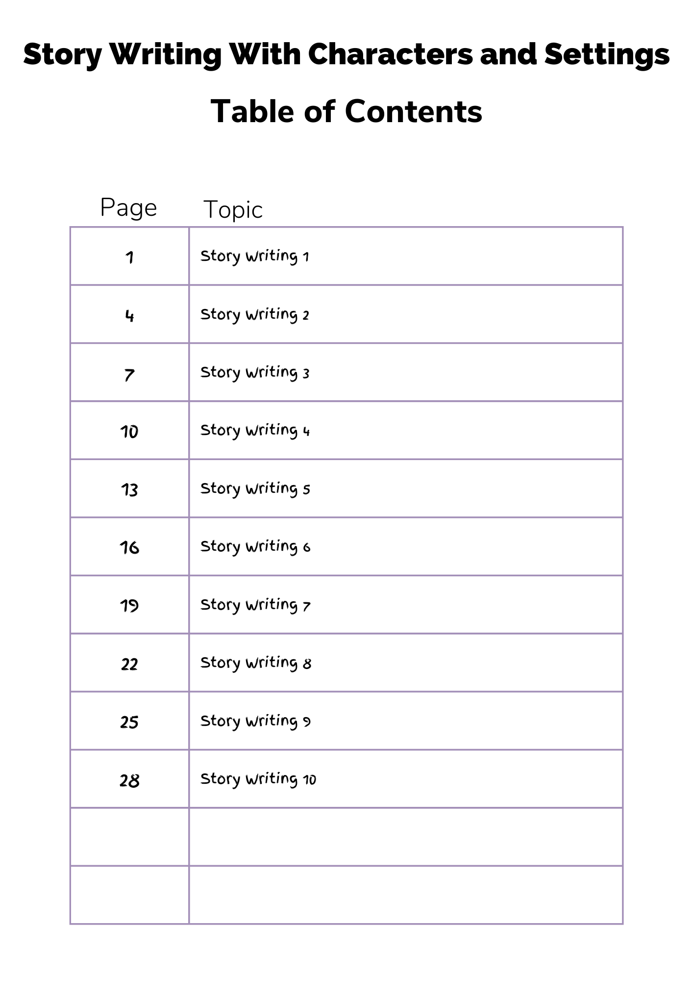 Story Writing with Characters and Settings (downloadable digital product)